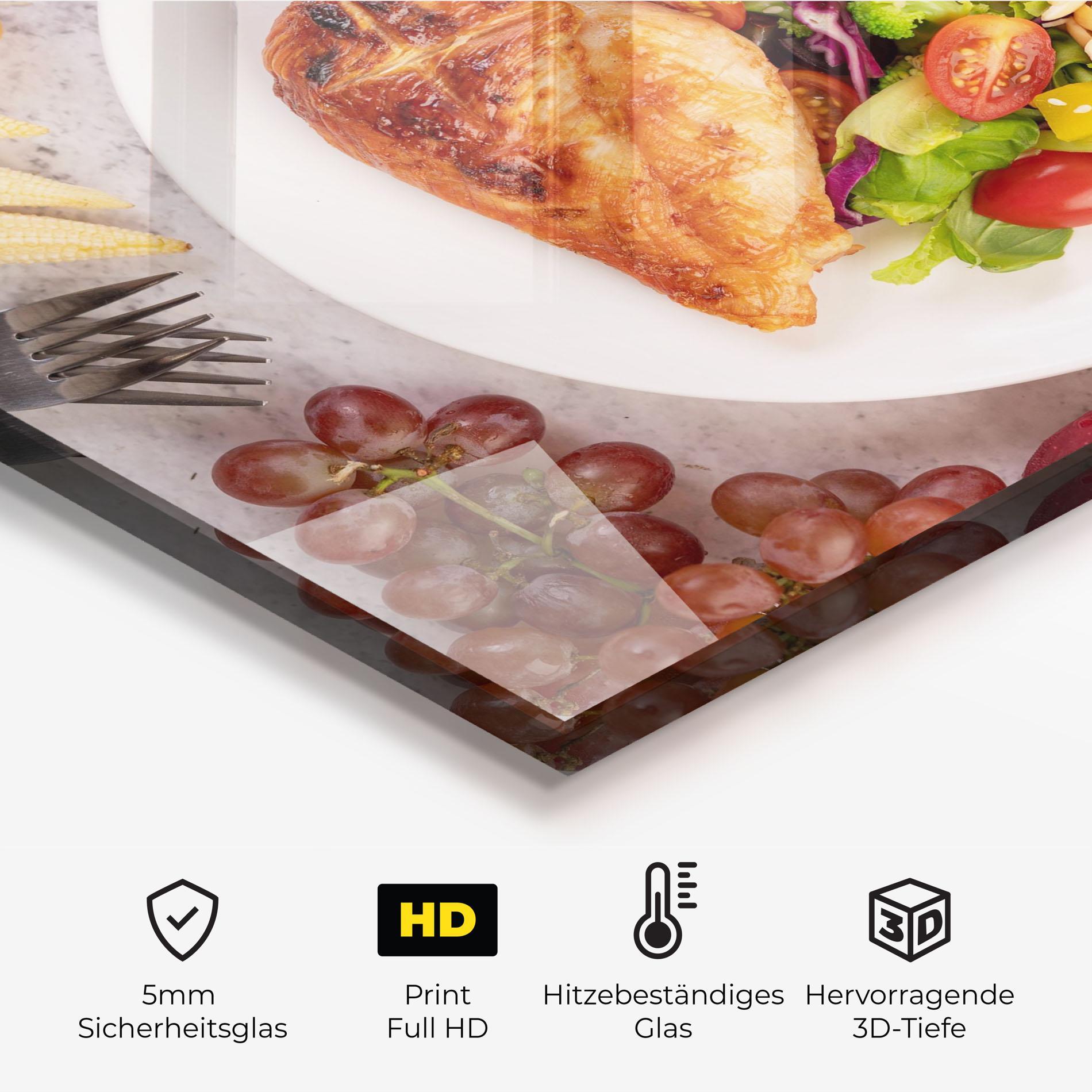 Küchenrückwand Glas Salad With Chicken mockup 2