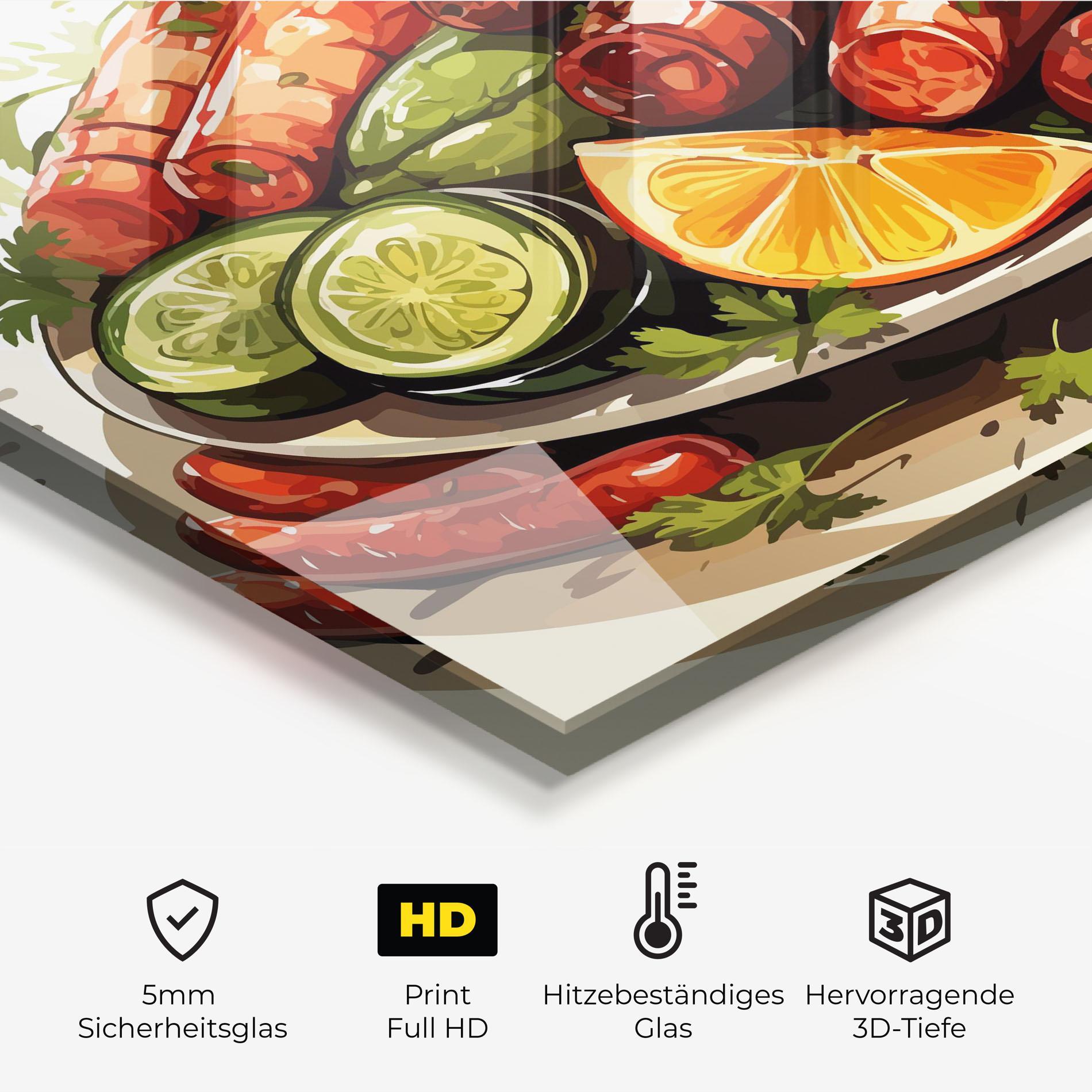 Küchenrückwand Glas Tasty Sousages mockup 2