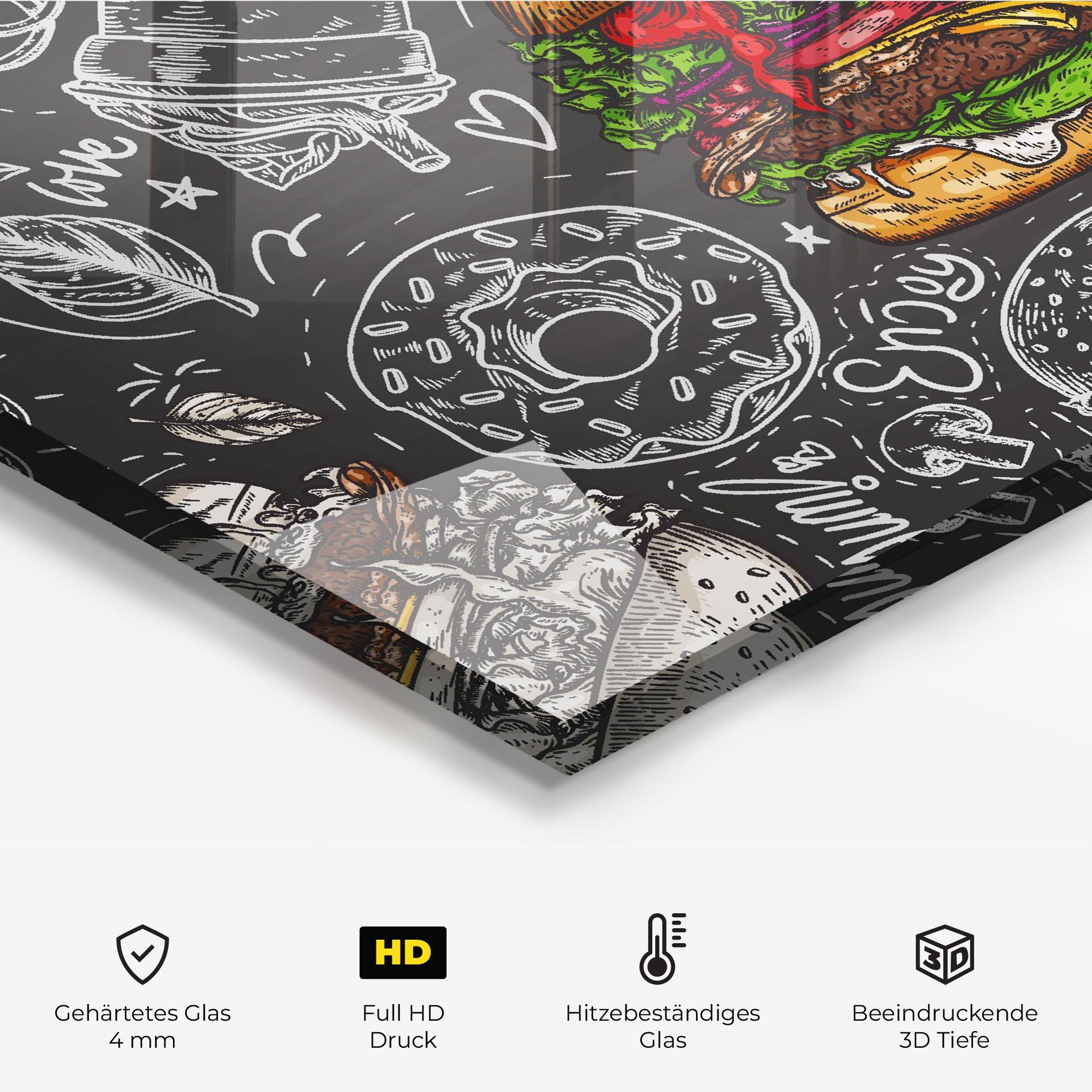 Küchenrückwand Glas Color Mix Burger mockup 2