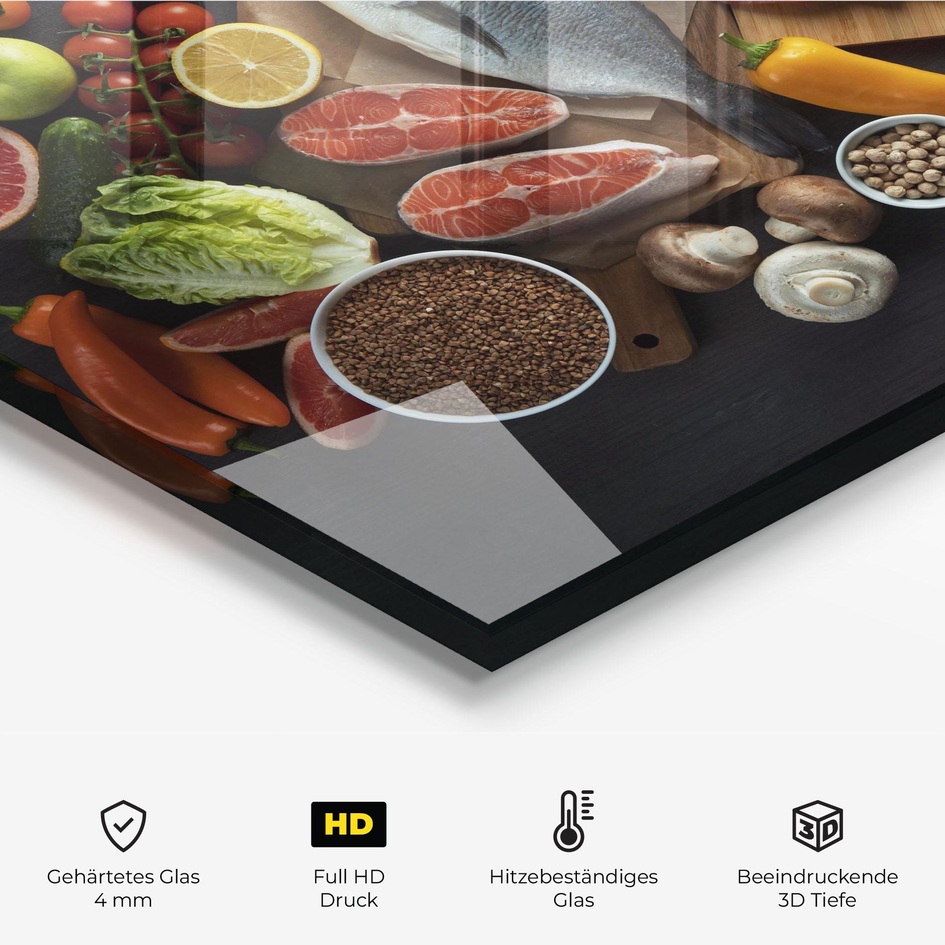 Küchenrückwand Glas Food Ingredients mockup 2