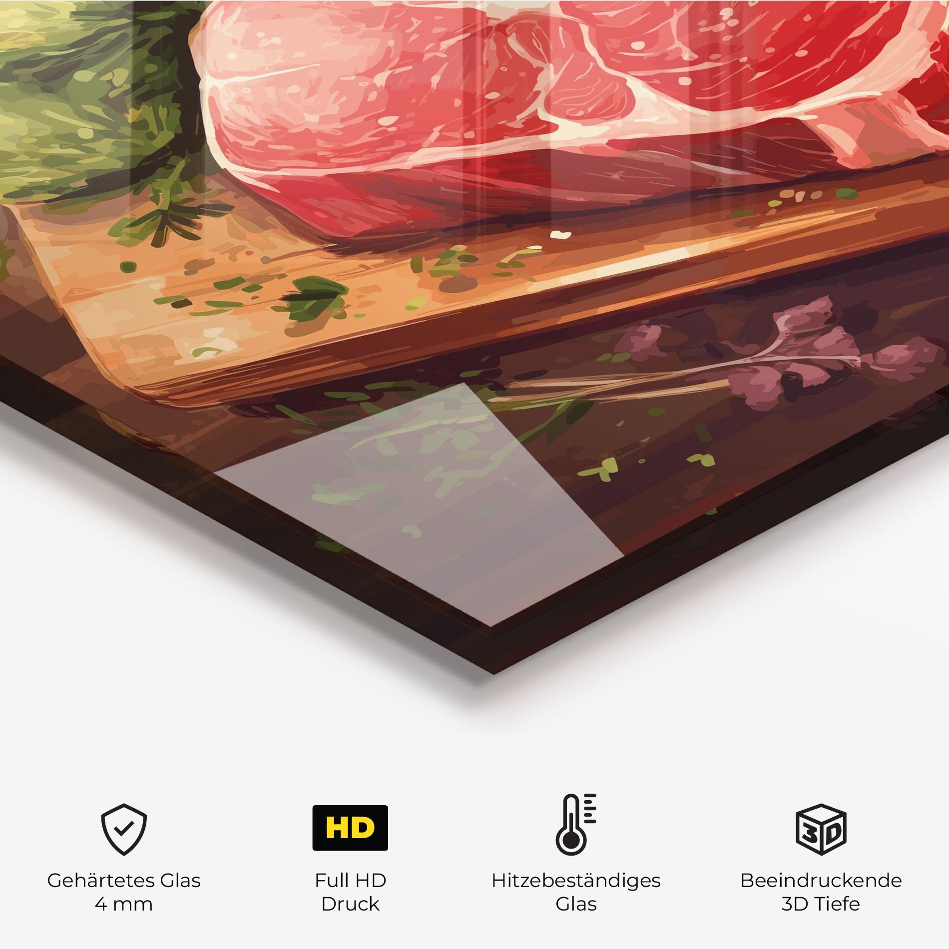 Küchenrückwand Glas Meat Preparing mockup 2