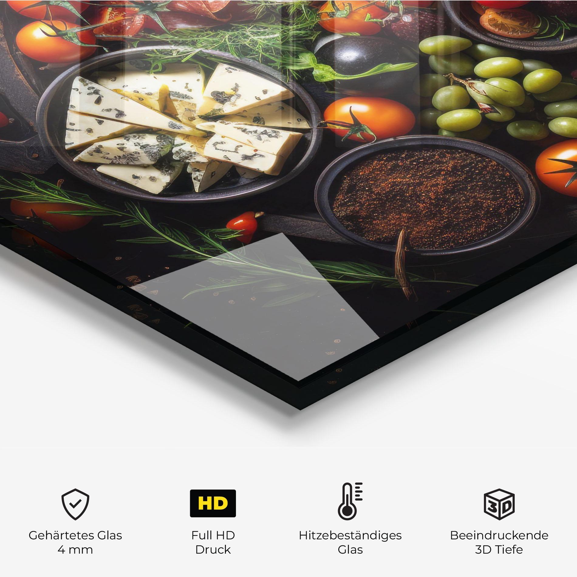 Küchenrückwand Glas Meats Assortment mockup 2