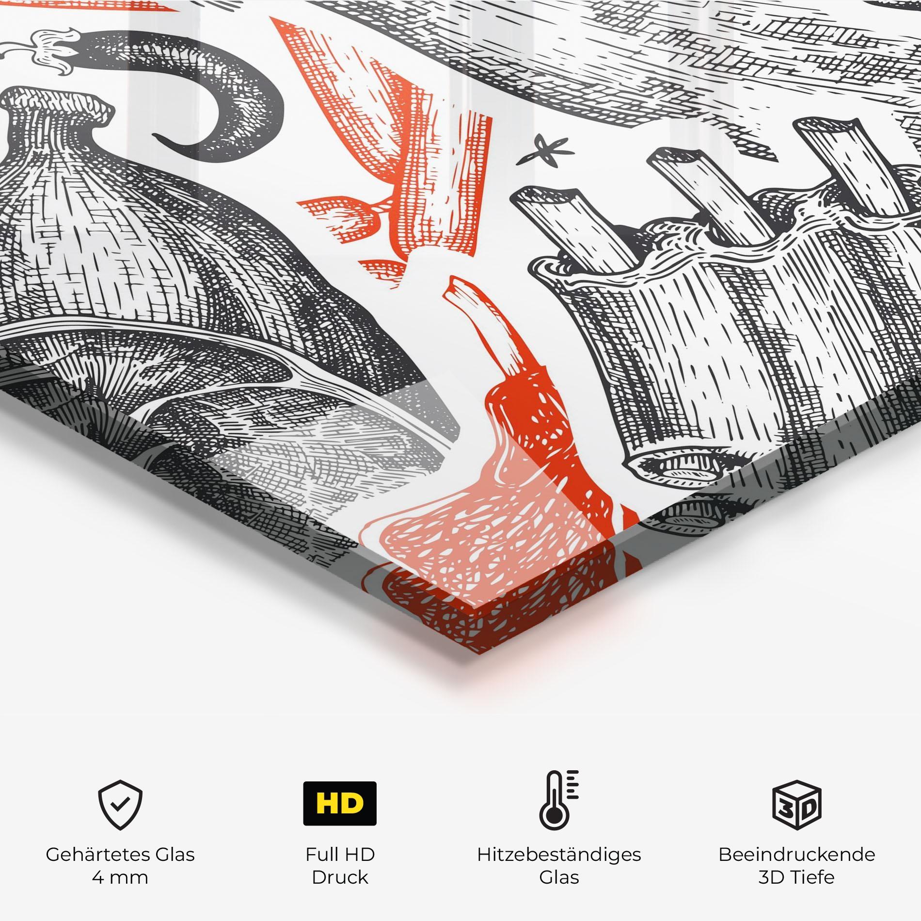 Küchenrückwand Glas Orange Grey Meat mockup 2