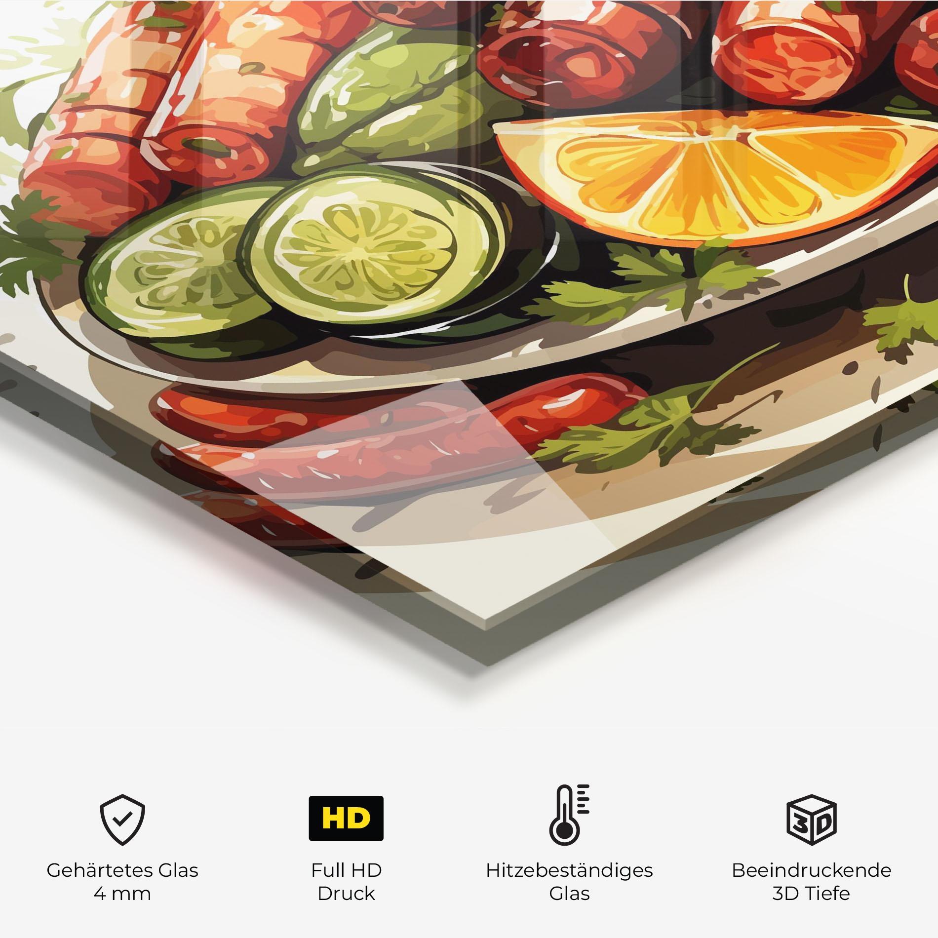 Küchenrückwand Glas Tasty Sousages mockup 2