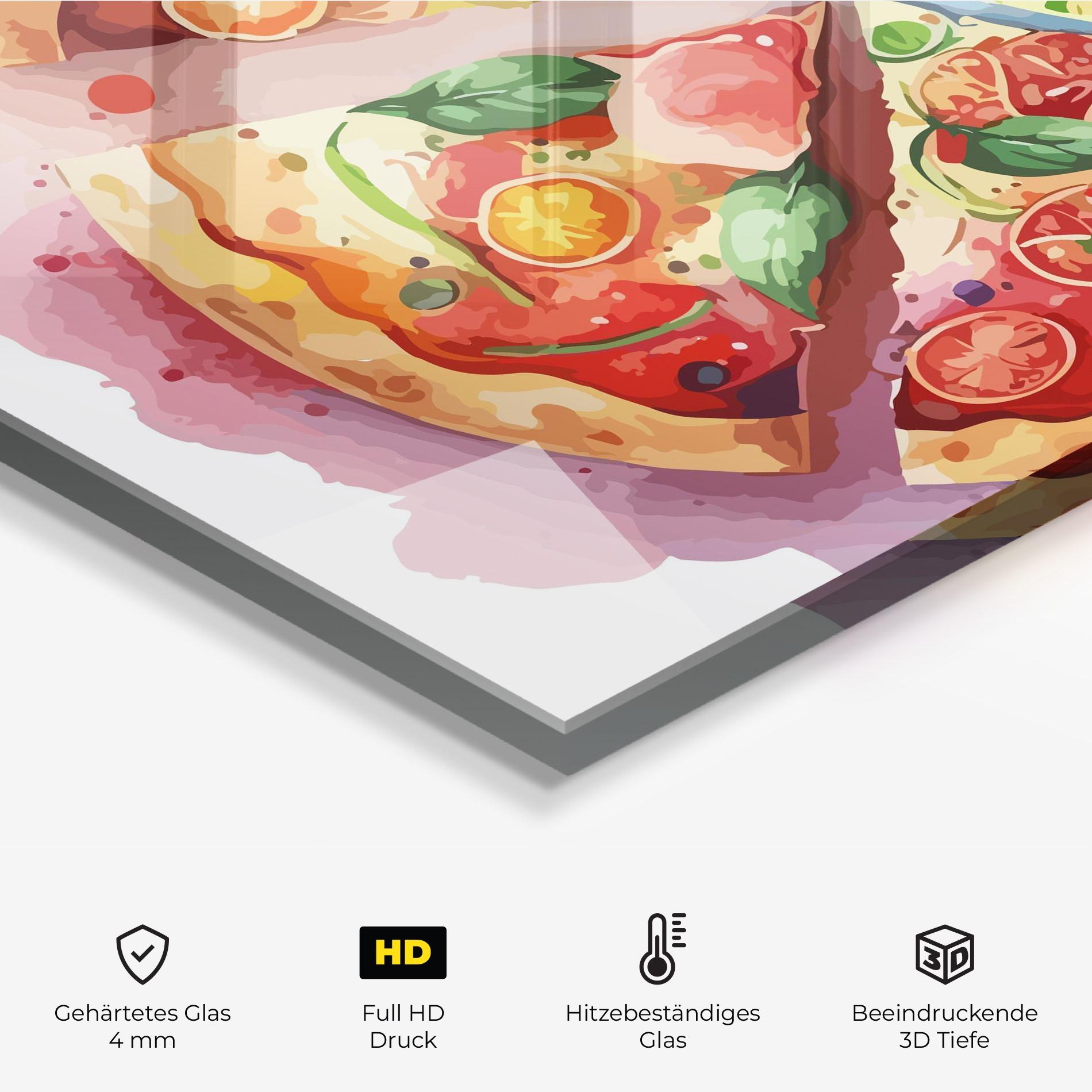 Küchenrückwand Glas Watercolor Pizza mockup 2