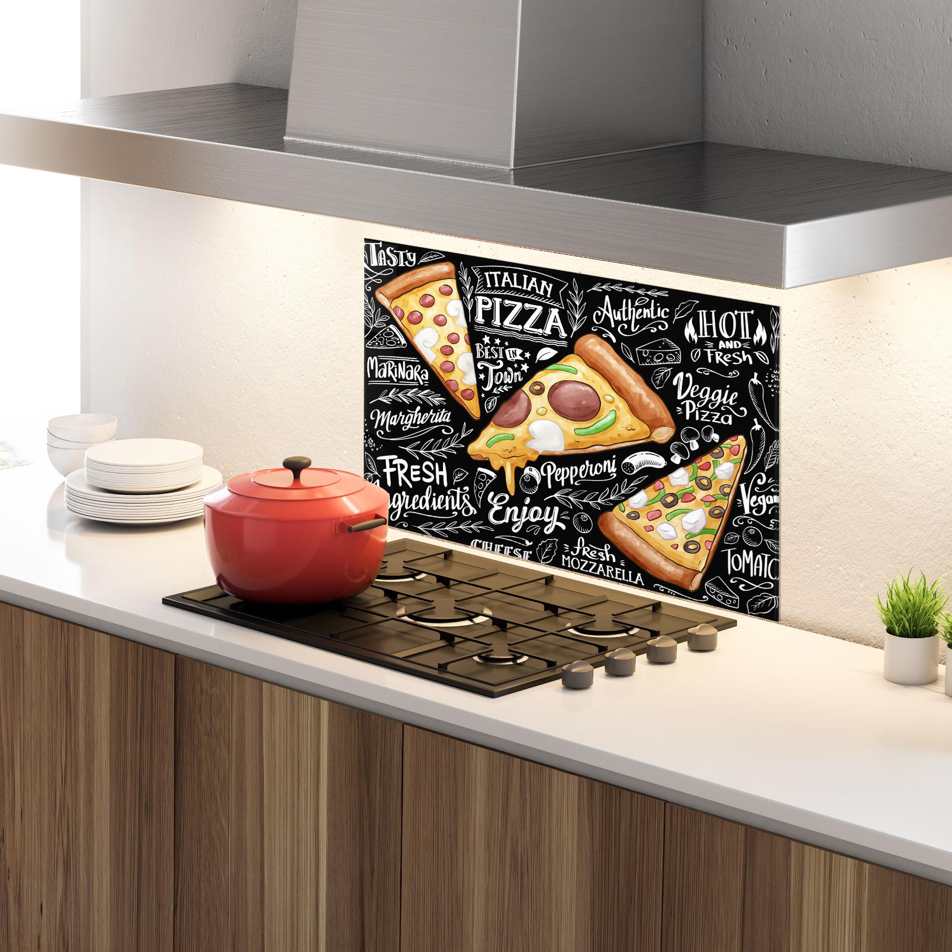 Küchenrückwand Glas Enjoy Pizza mockup 4
