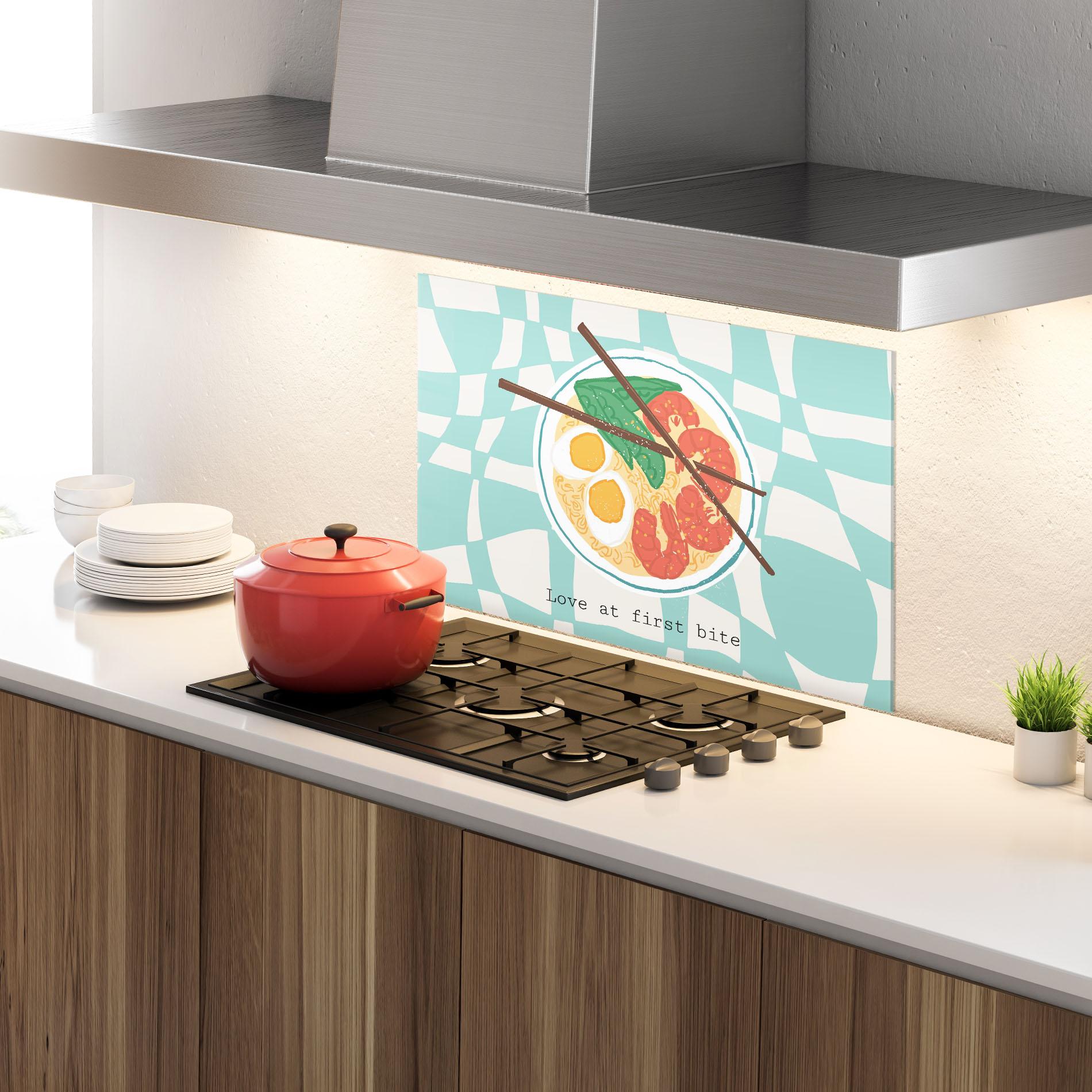 Küchenrückwand Glas Food Love mockup 4
