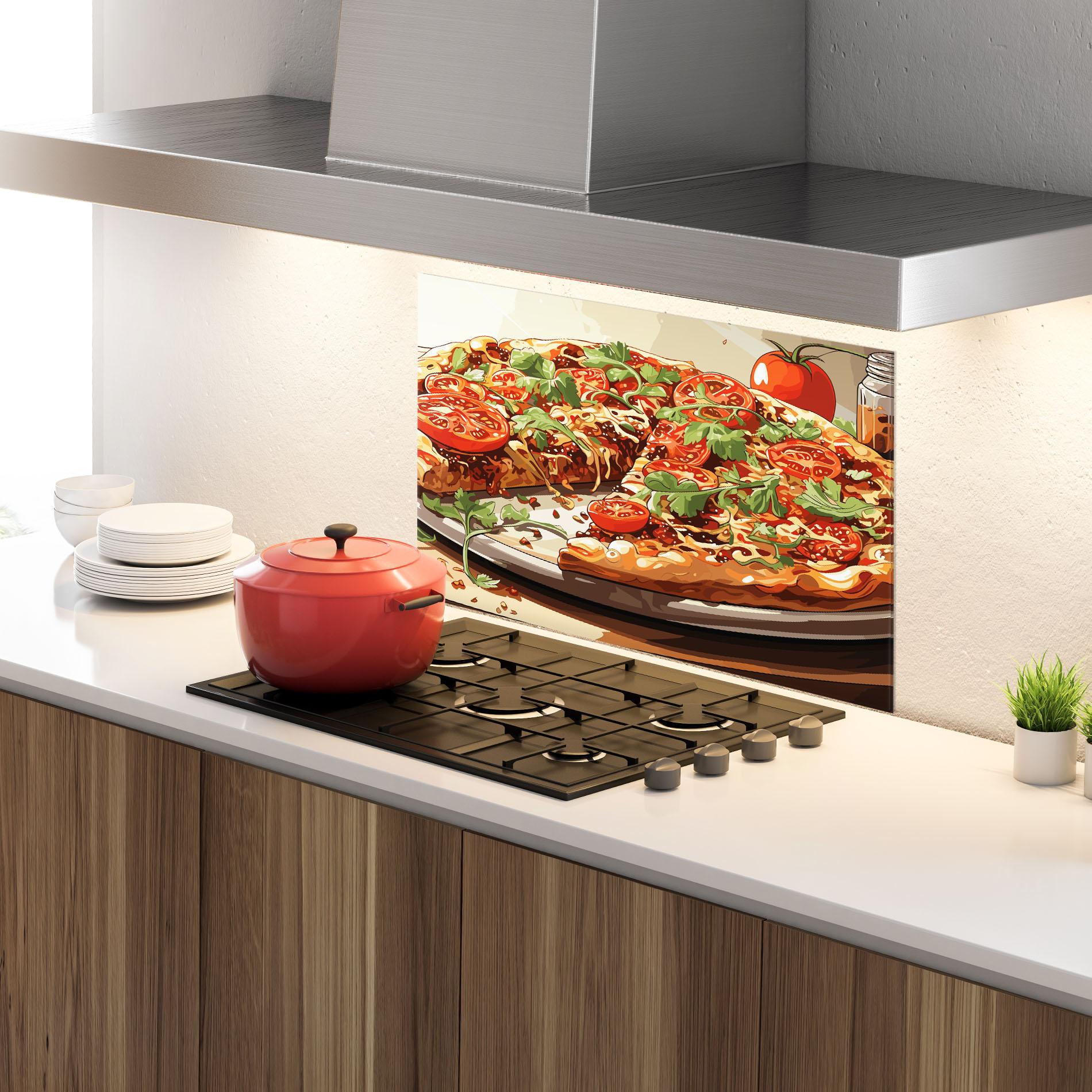 Küchenrückwand Glas Pizza View mockup 4