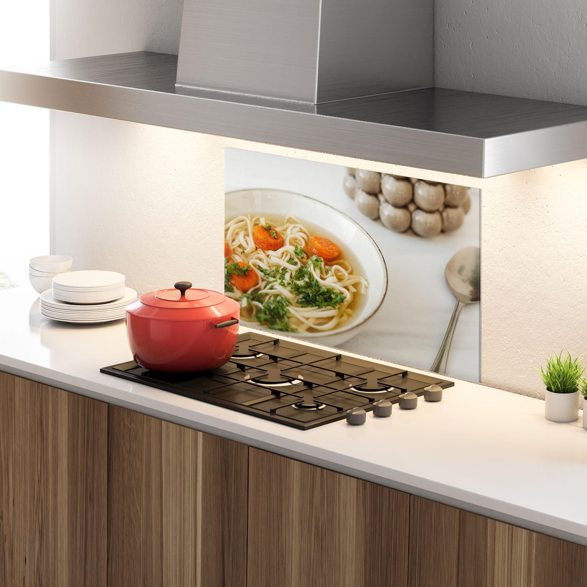 Küchenrückwand Glas Soup mockup 4