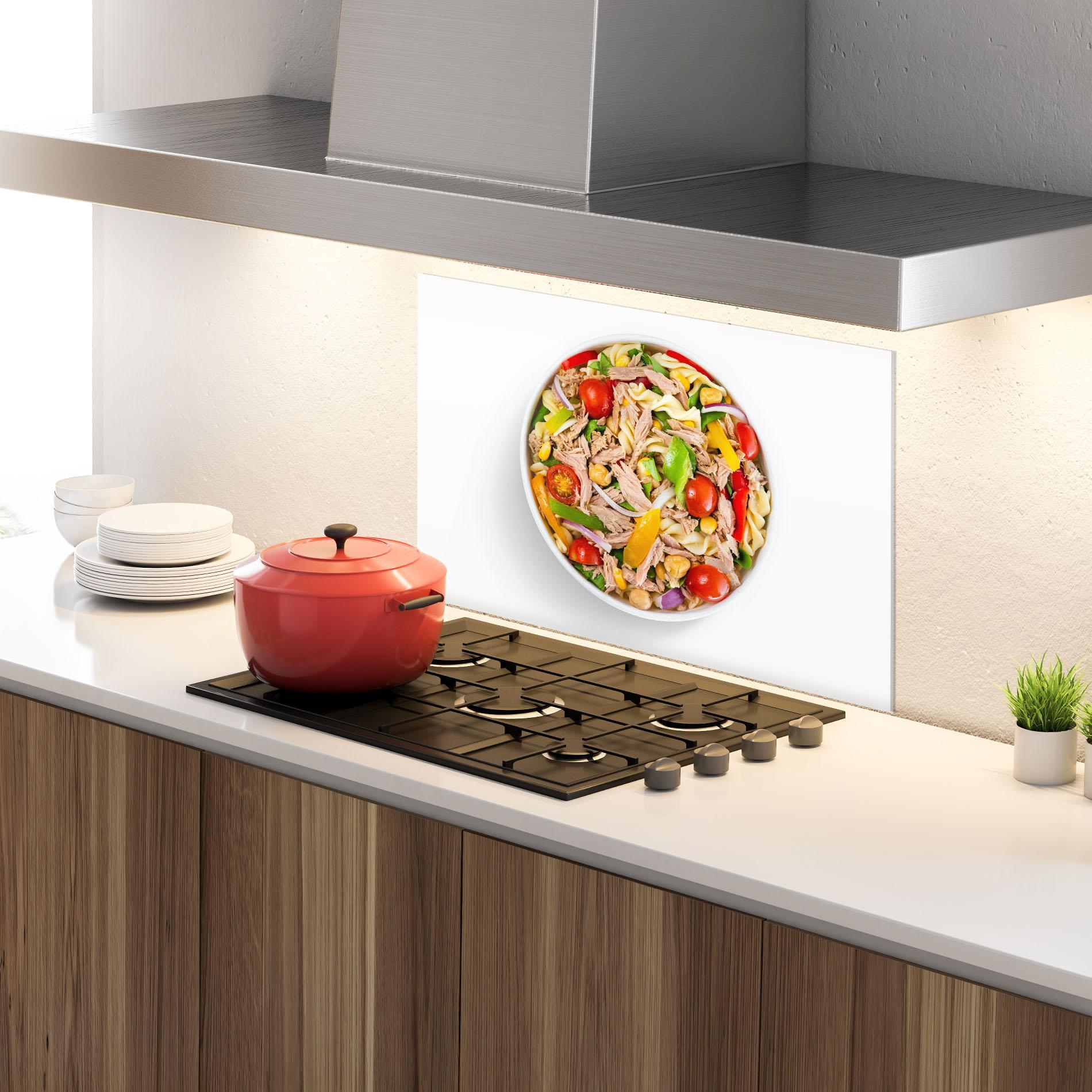 Küchenrückwand Glas Tuna Salad mockup 4