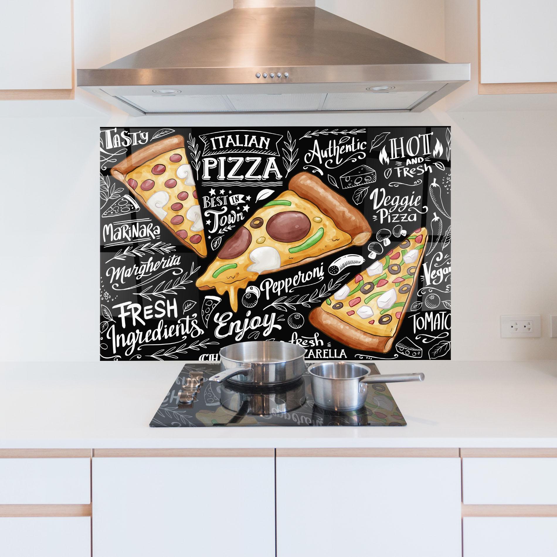 Küchenrückwand Glas Enjoy Pizza mockup 5