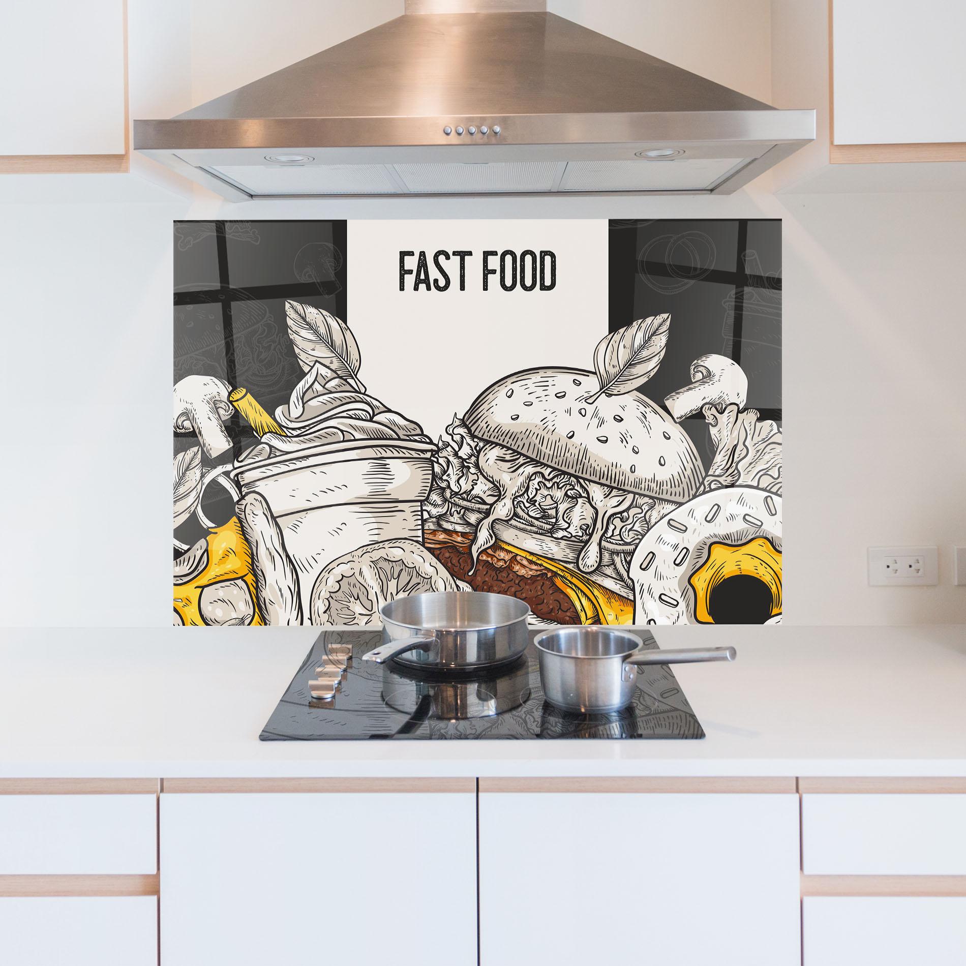 Küchenrückwand Glas Fast Food mockup 5