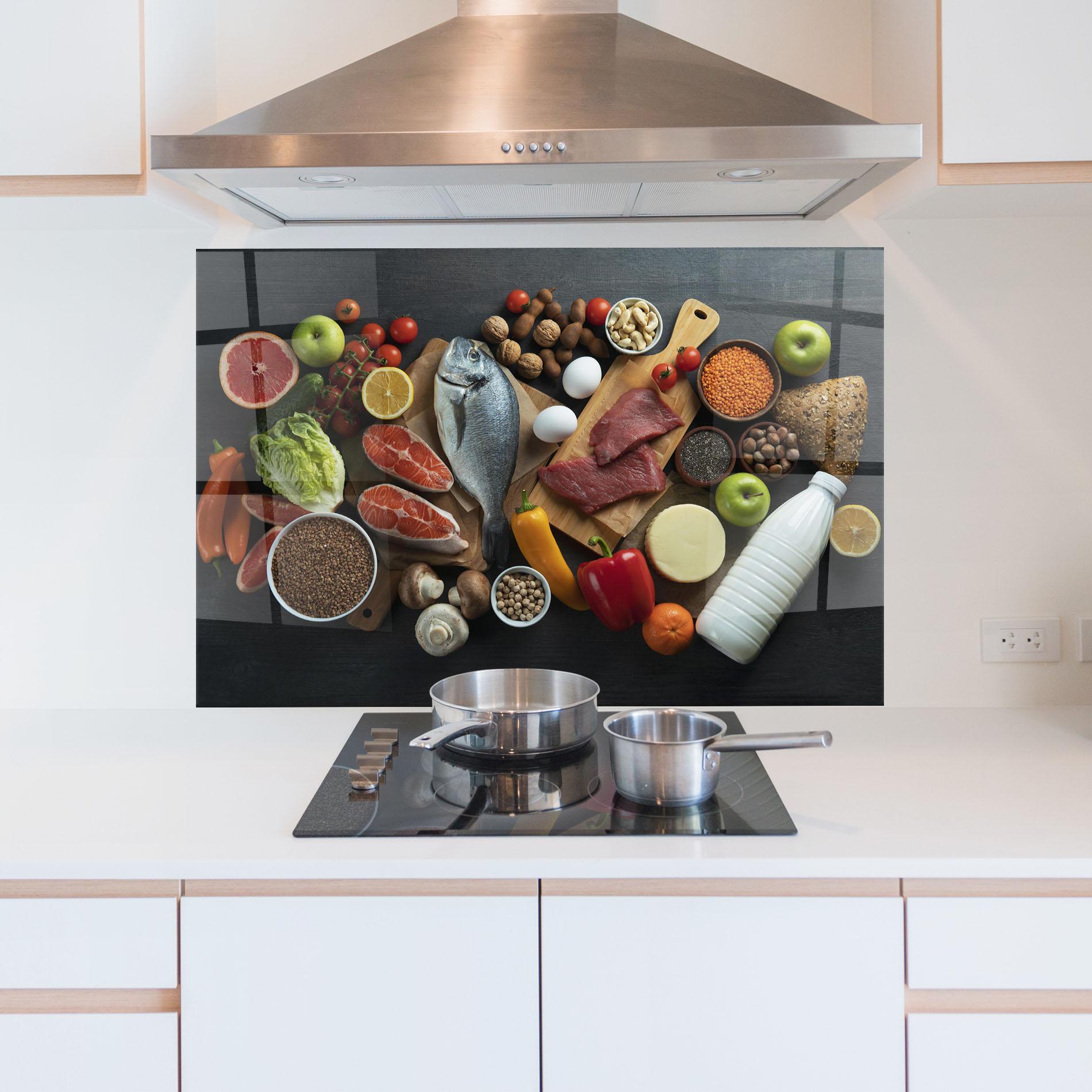 Küchenrückwand Glas Food Ingredients mockup 5