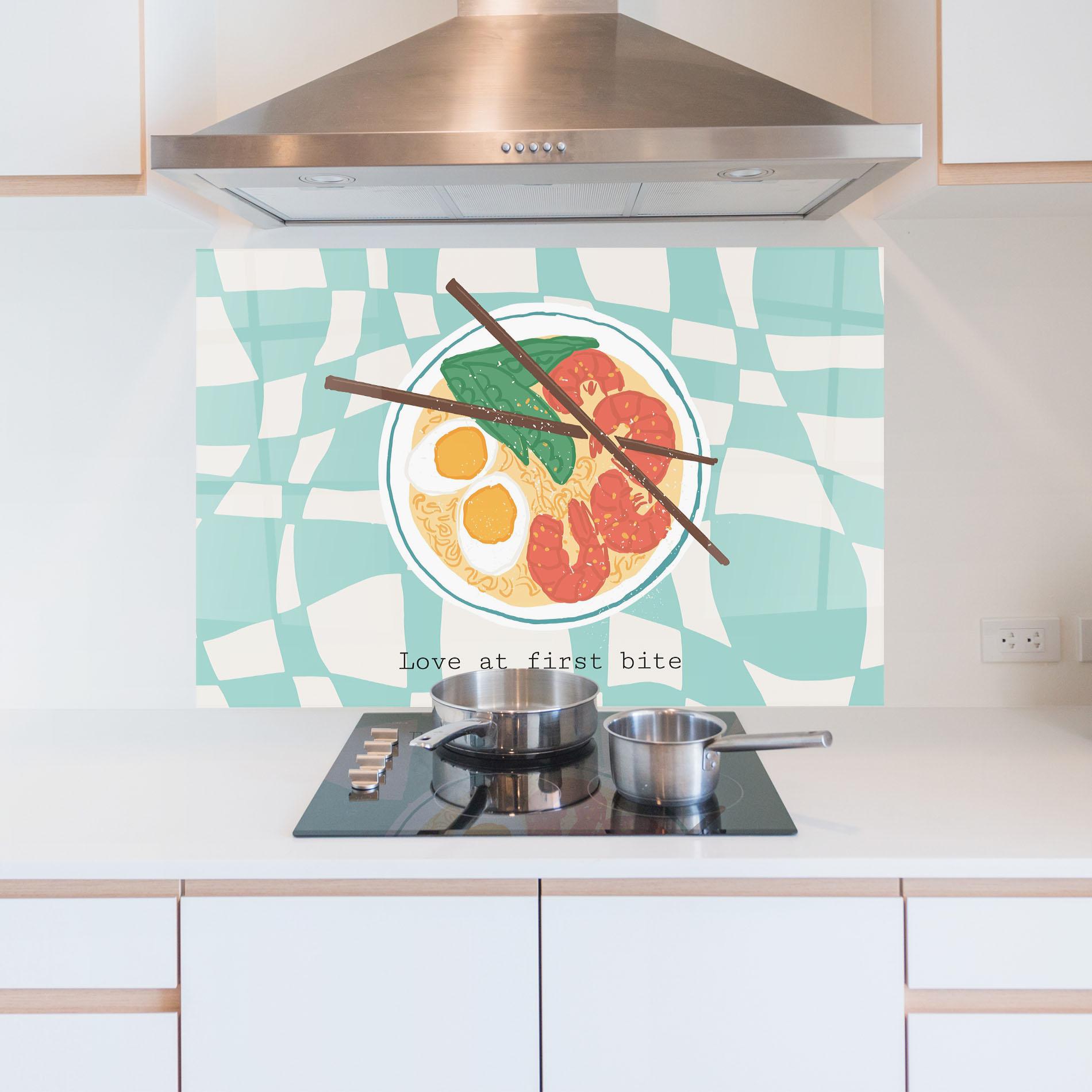 Küchenrückwand Glas Food Love mockup 5