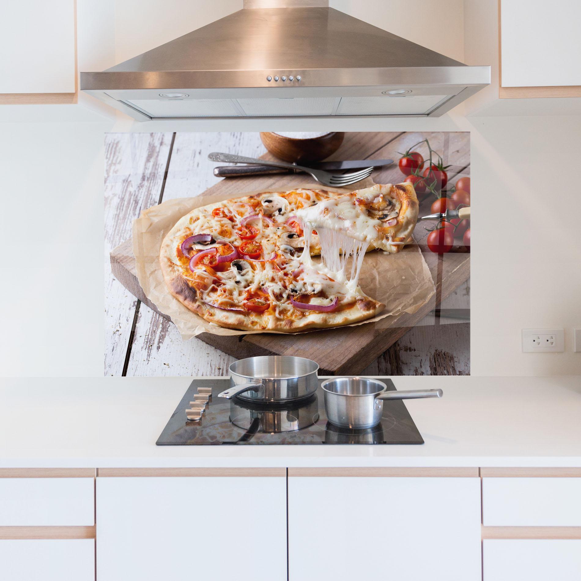 Küchenrückwand Glas Pizza mockup 5