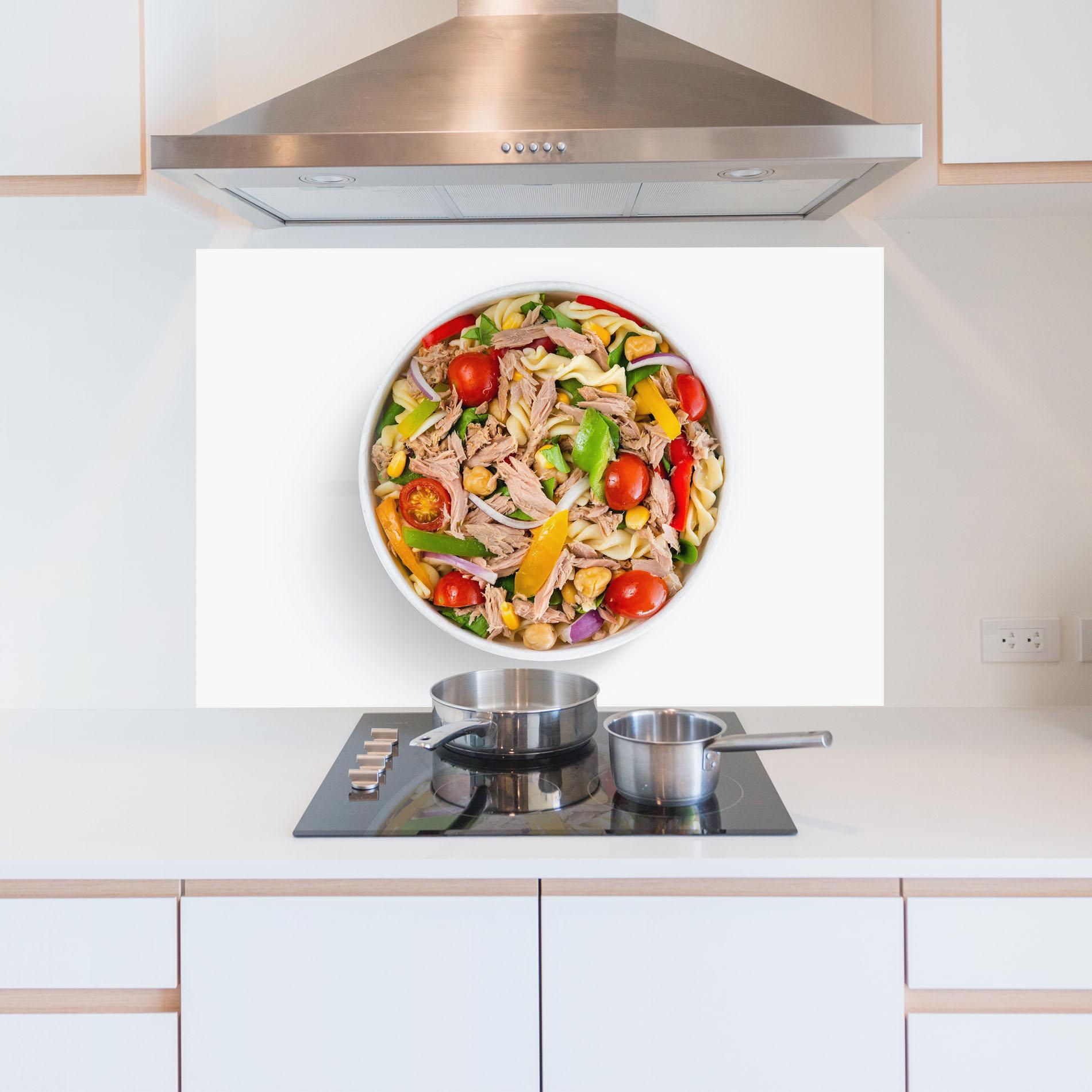 Küchenrückwand Glas Tuna Salad mockup 5