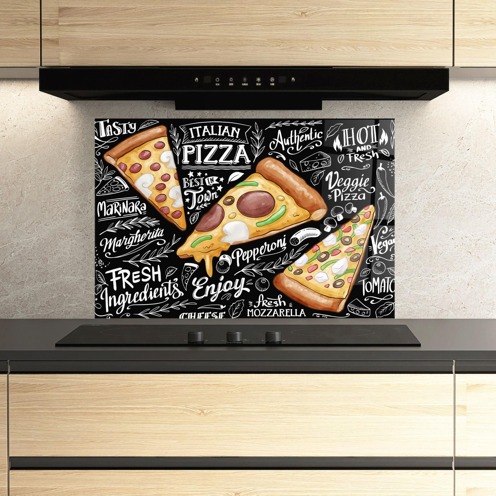 Küchenrückwand Glas Enjoy Pizza mockup 3