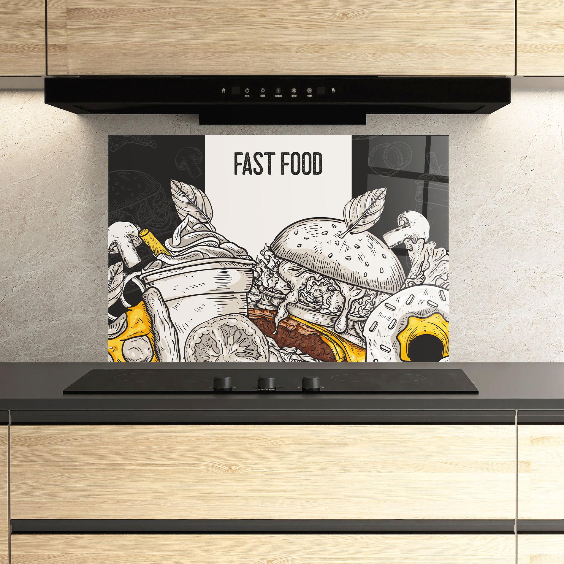 Küchenrückwand Glas Fast Food mockup 3
