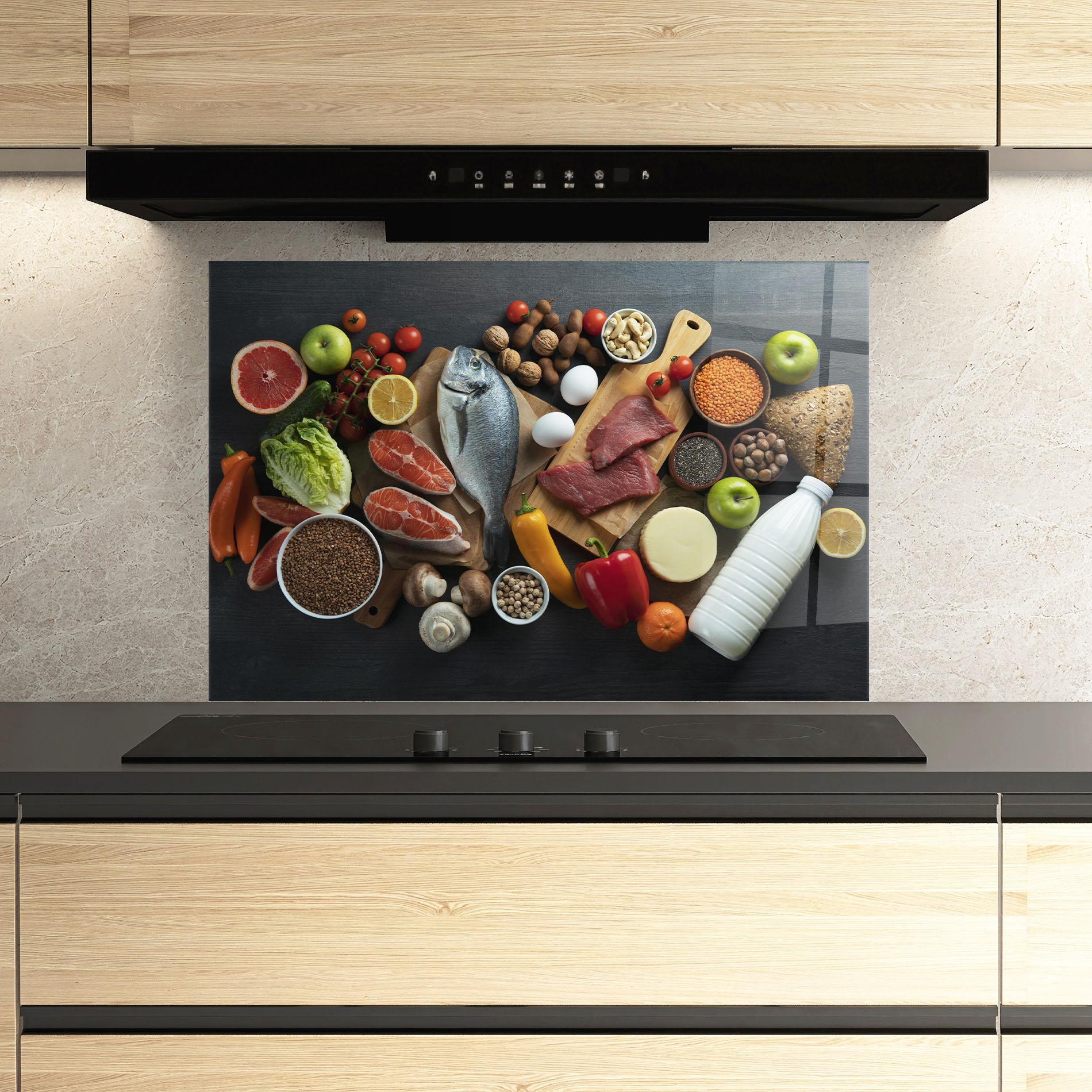 Küchenrückwand Glas Food Ingredients mockup 3