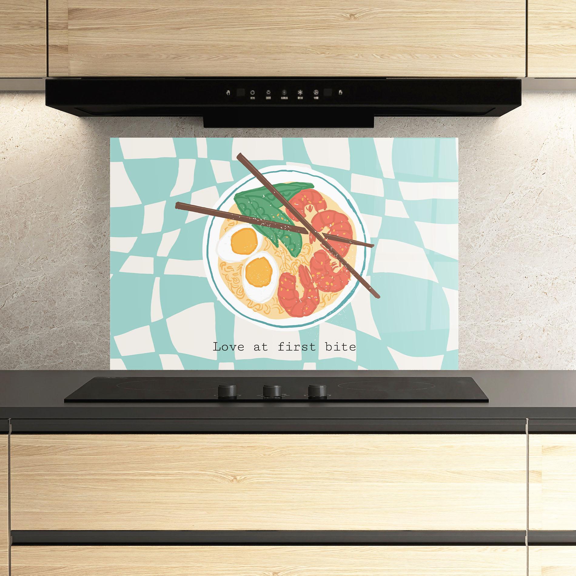 Küchenrückwand Glas Food Love mockup 3