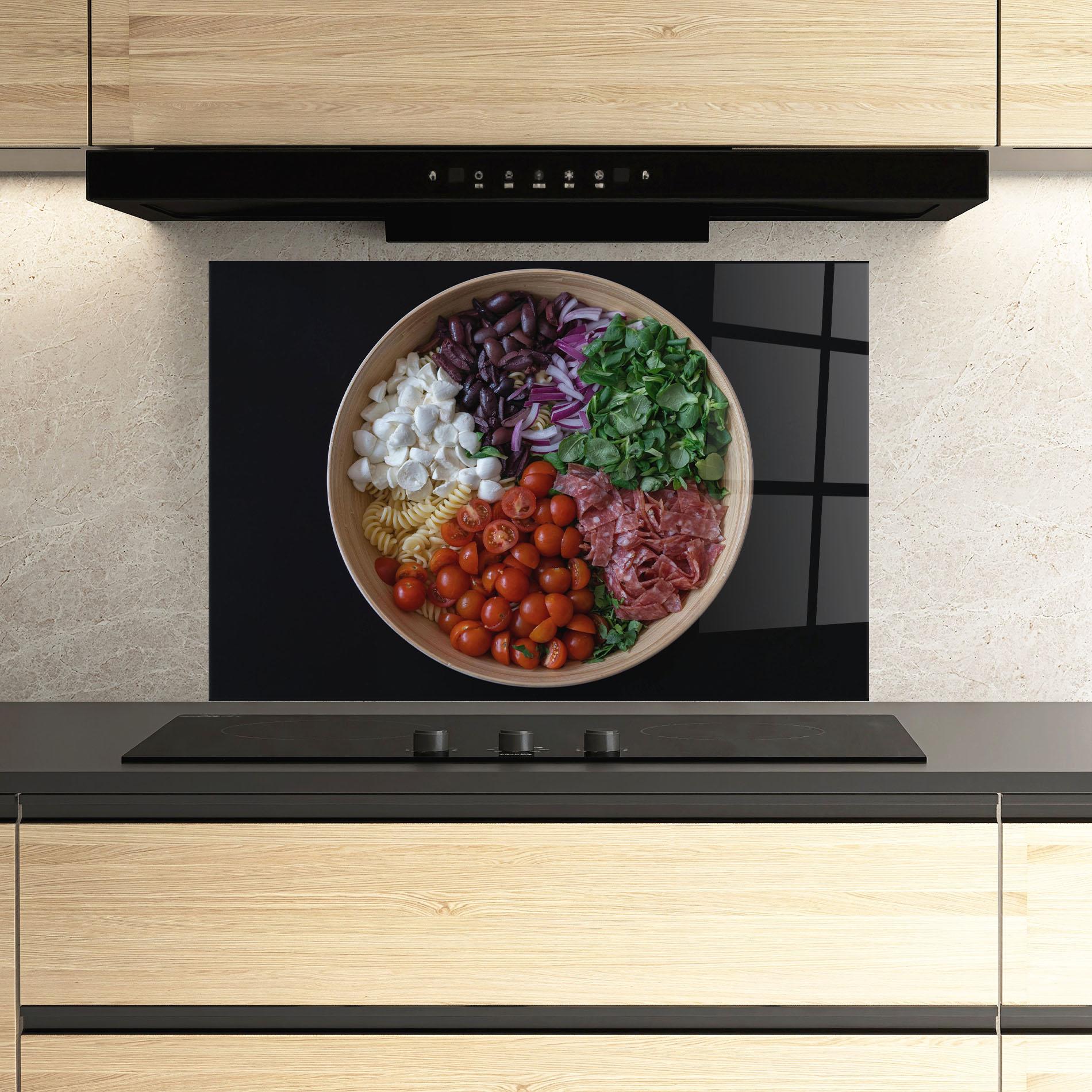 Küchenrückwand Glas Mozzarella Salad mockup 3