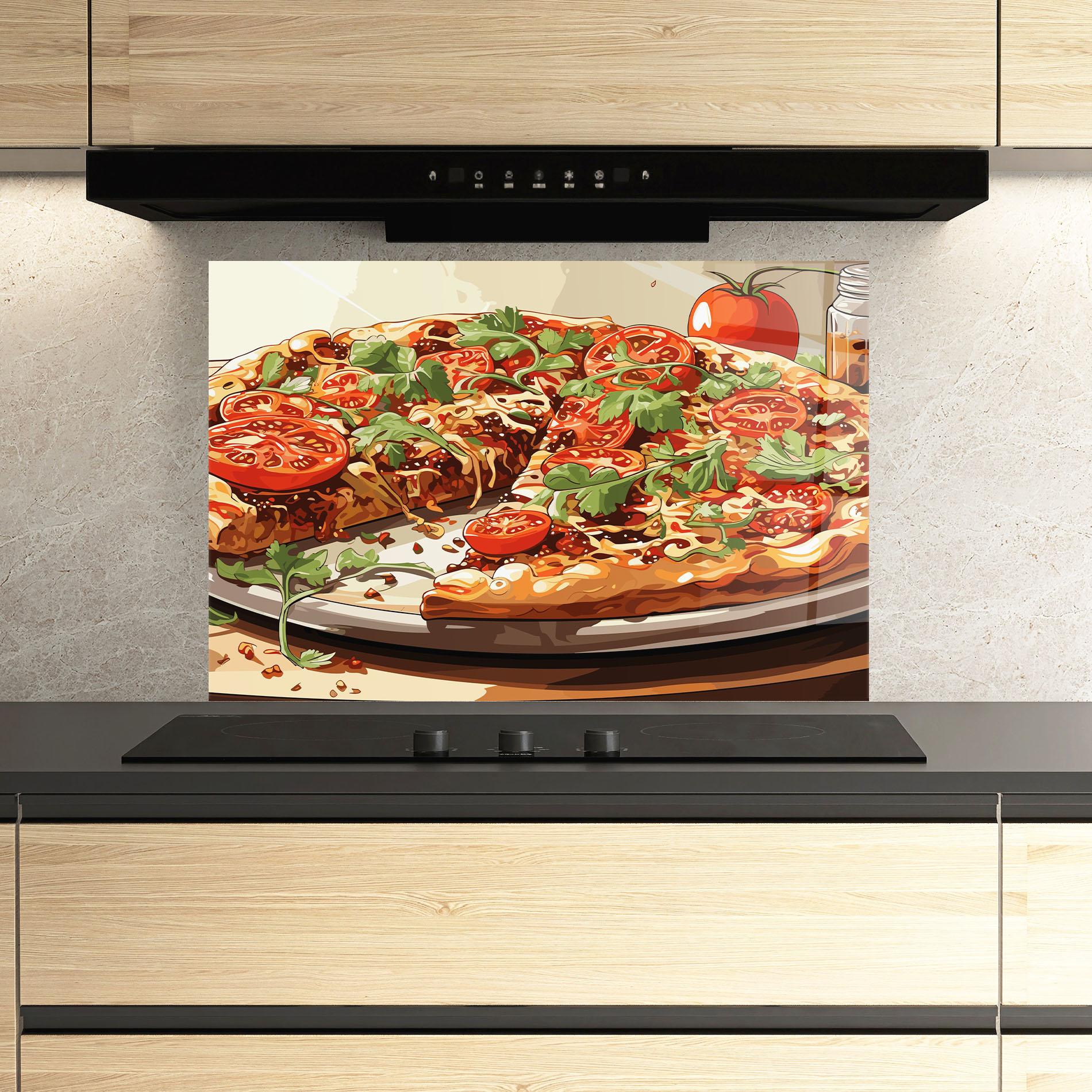 Küchenrückwand Glas Pizza View mockup 3