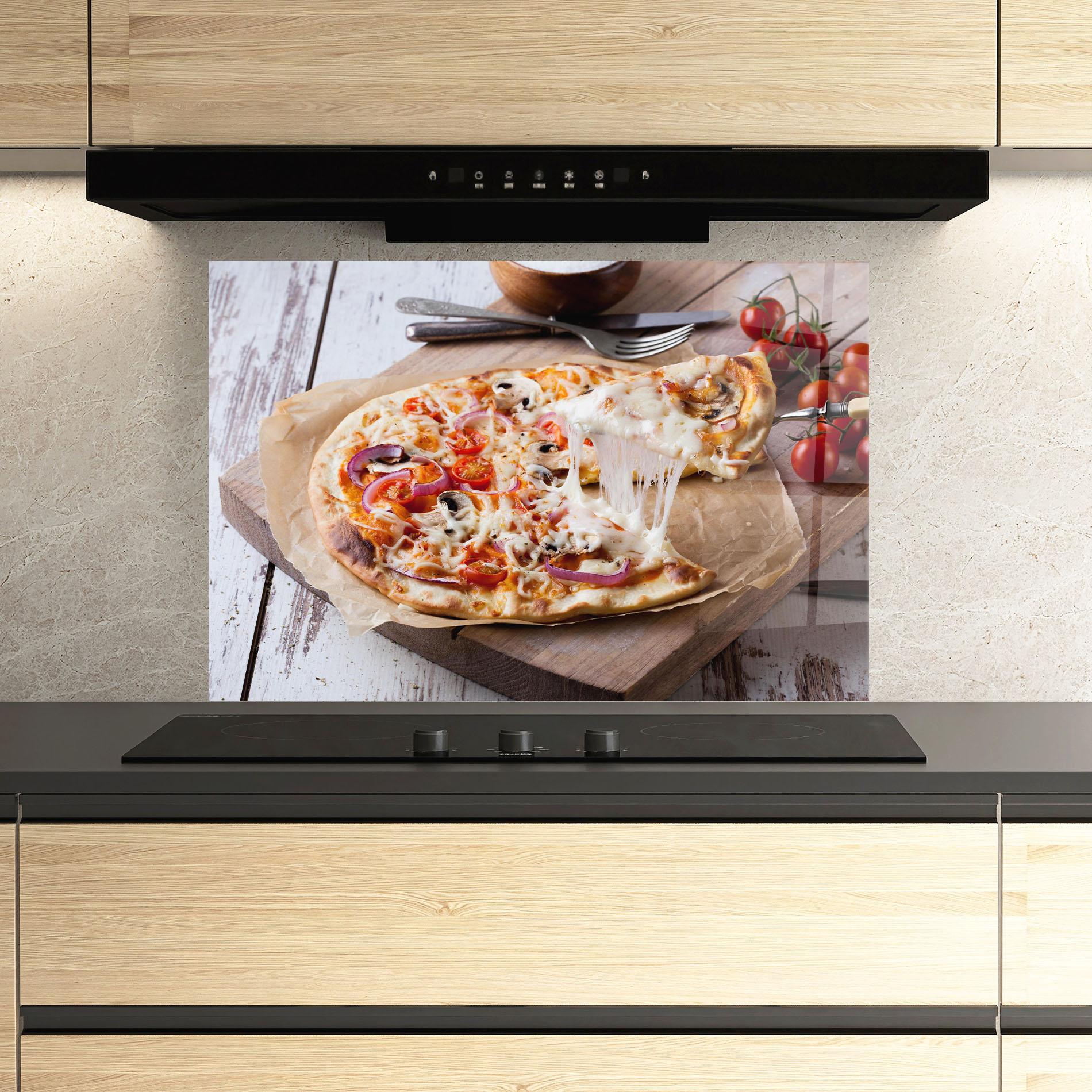 Küchenrückwand Glas Pizza mockup 3