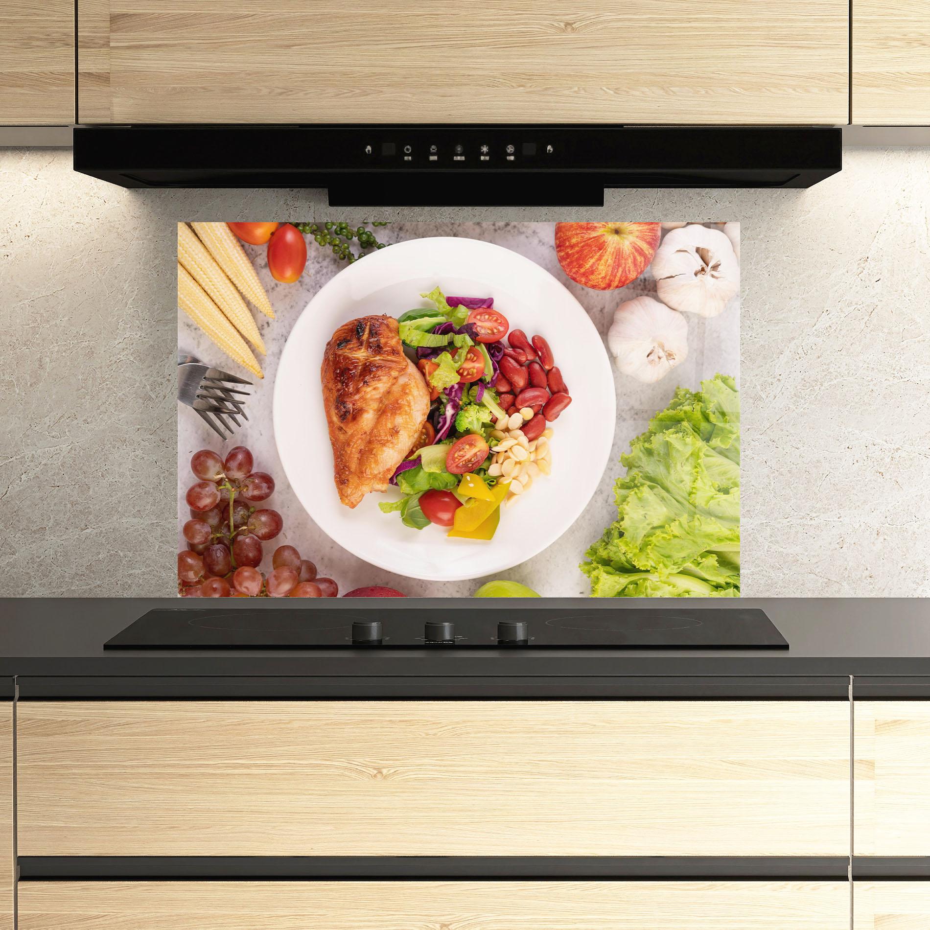 Küchenrückwand Glas Salad With Chicken mockup 3