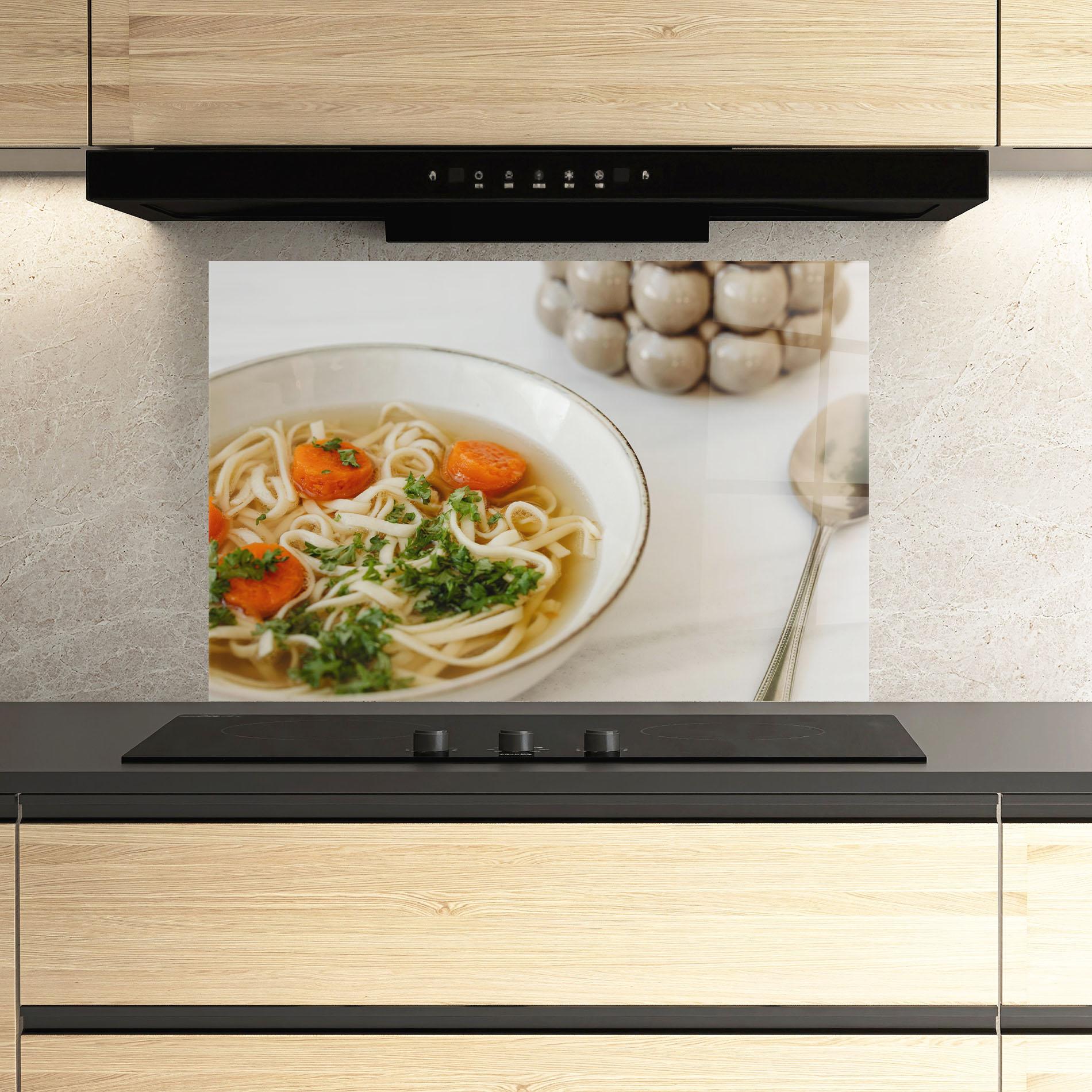 Küchenrückwand Glas Soup mockup 3