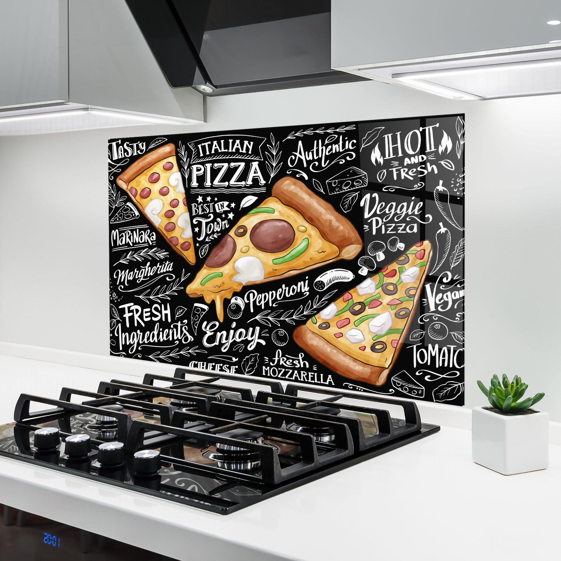 Küchenrückwand Glas Enjoy Pizza mockup 6
