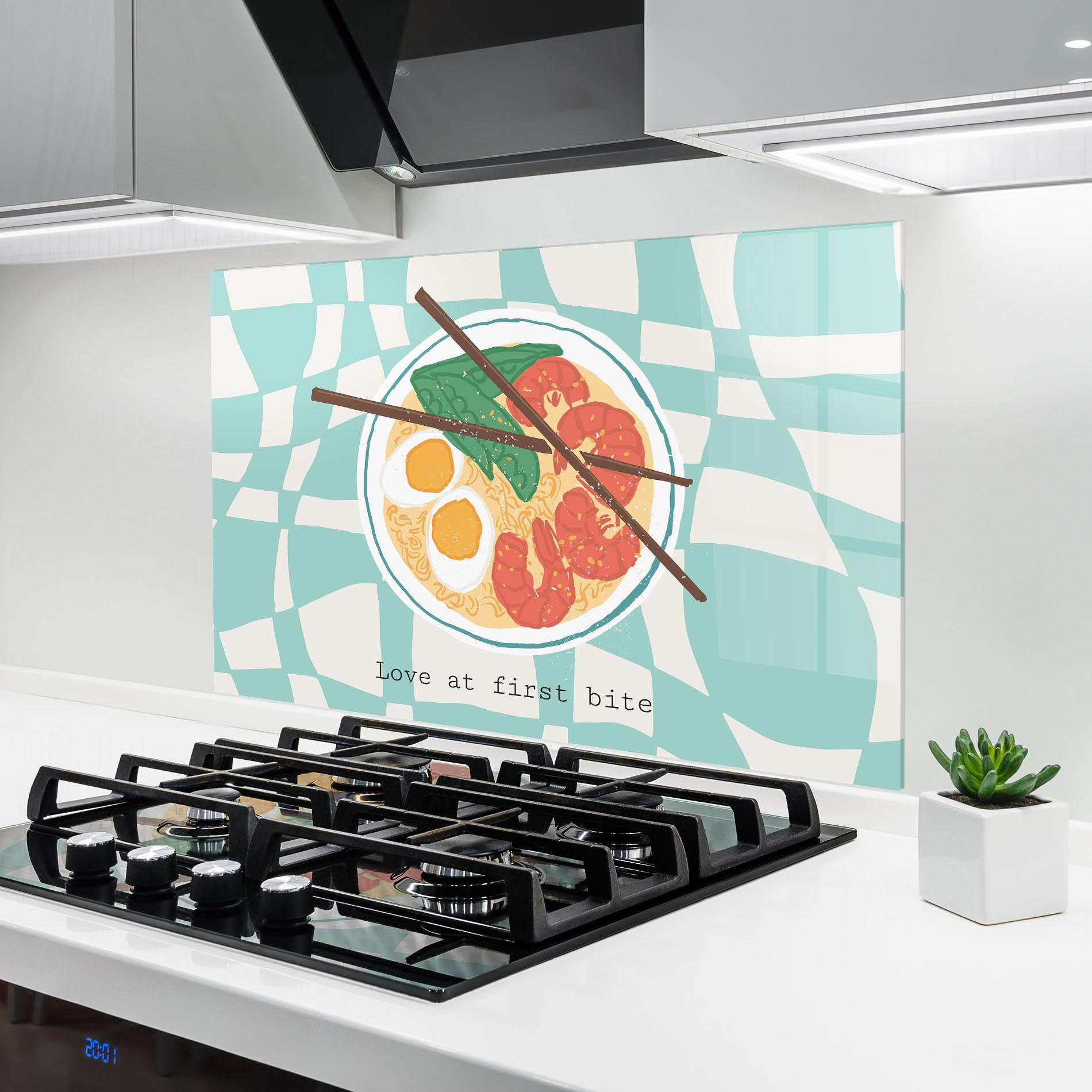 Küchenrückwand Glas Food Love mockup 6