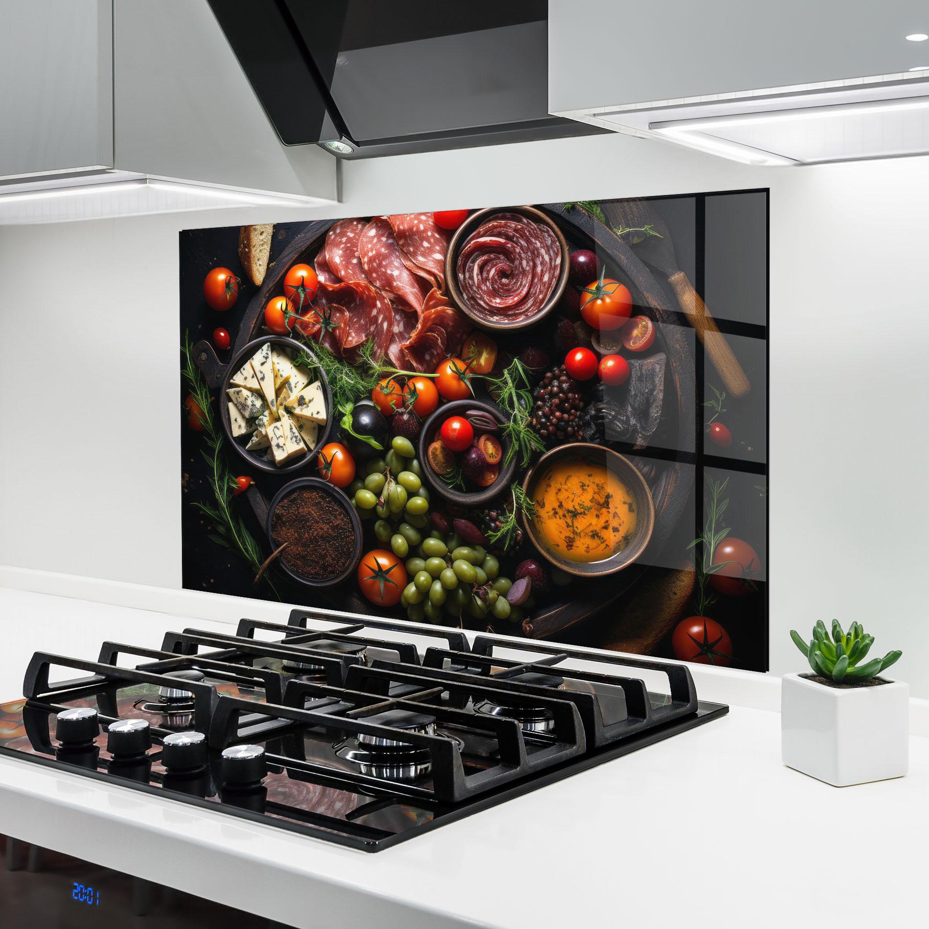 Küchenrückwand Glas Meats Assortment mockup 6