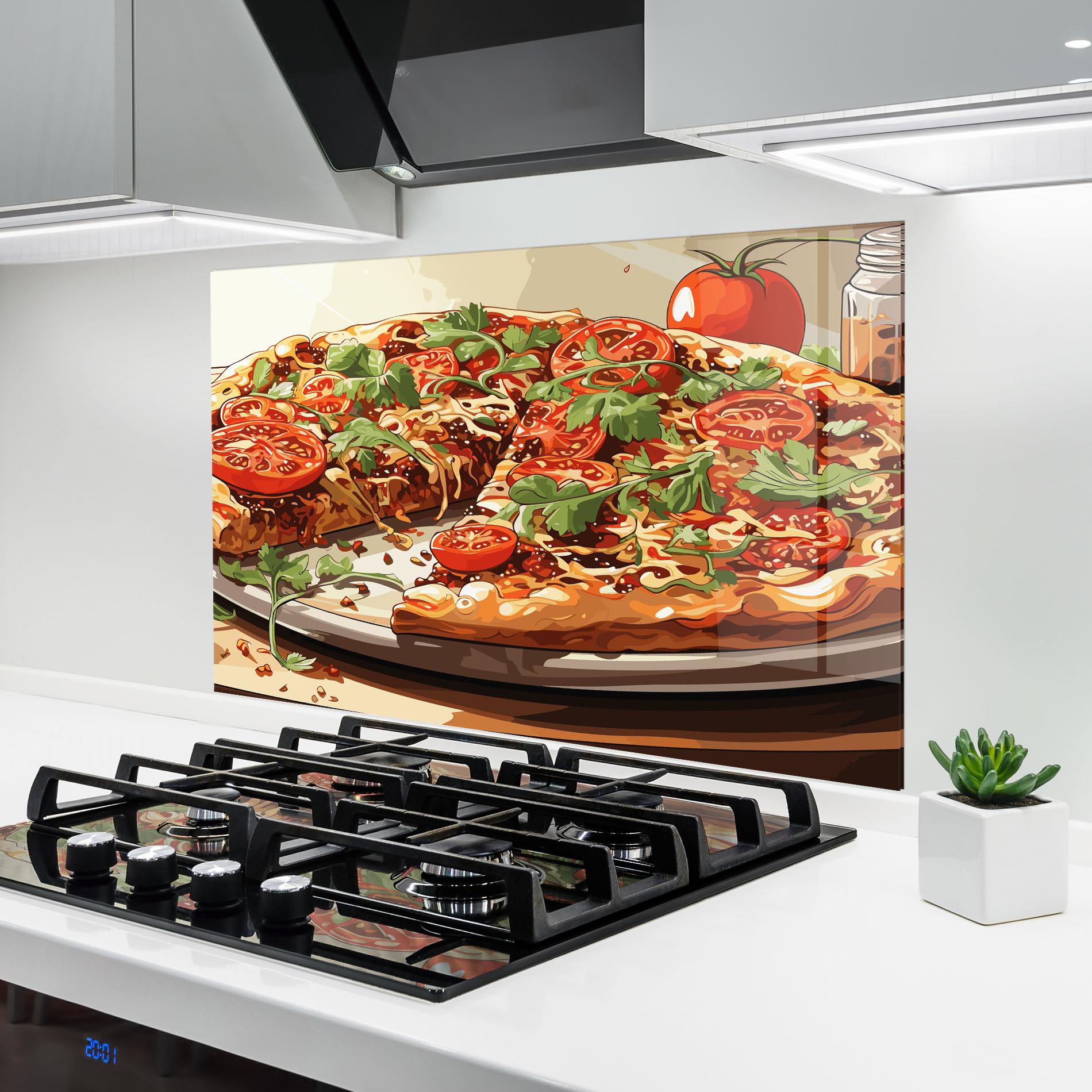 Küchenrückwand Glas Pizza View mockup 6