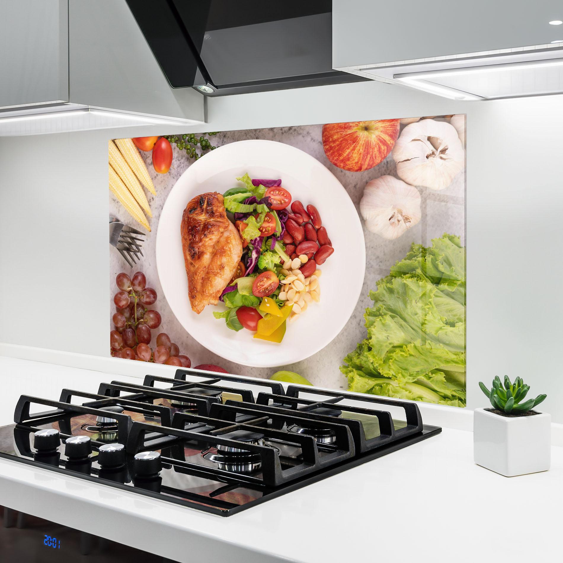 Küchenrückwand Glas Salad With Chicken mockup 6