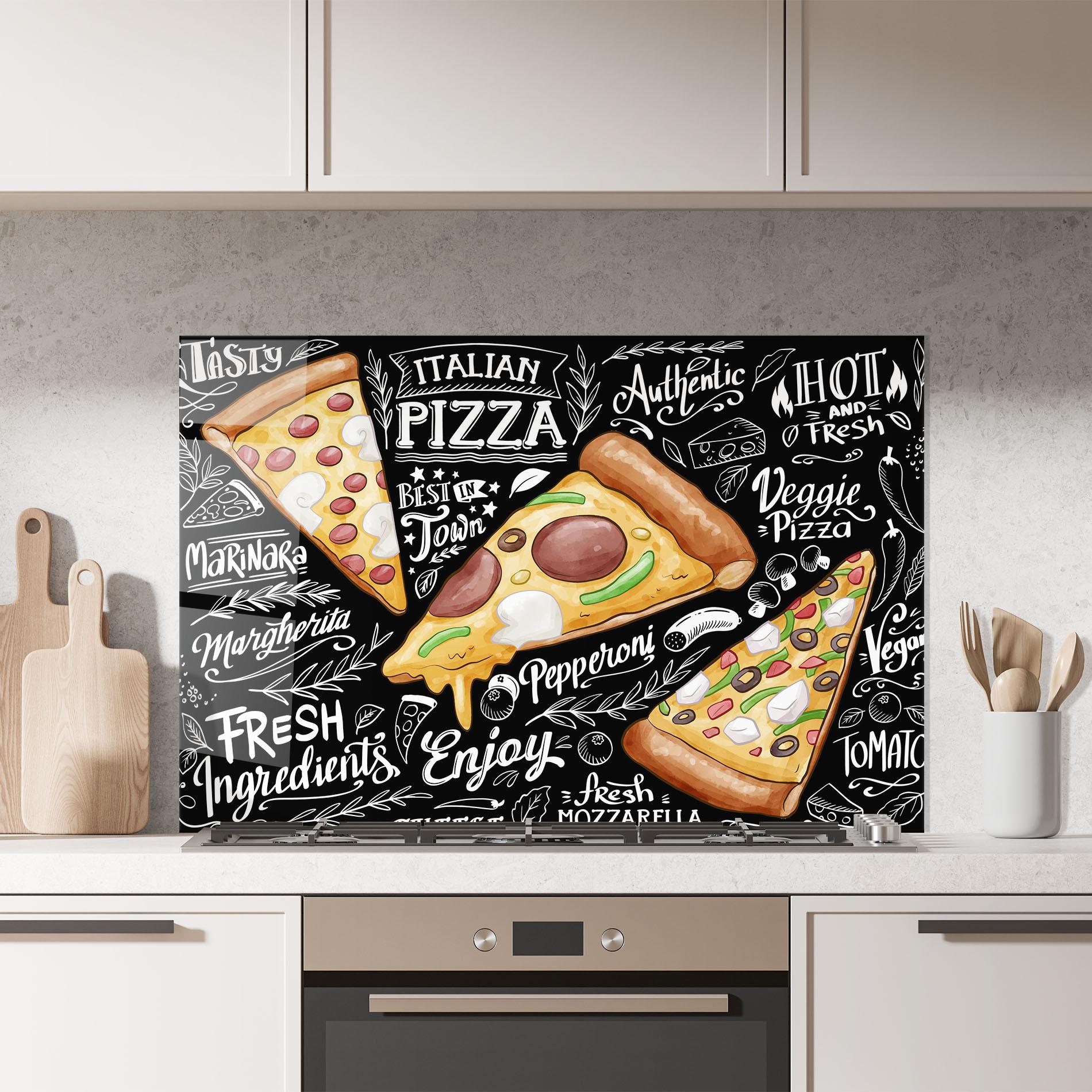 Küchenrückwand Glas Enjoy Pizza mockup 7