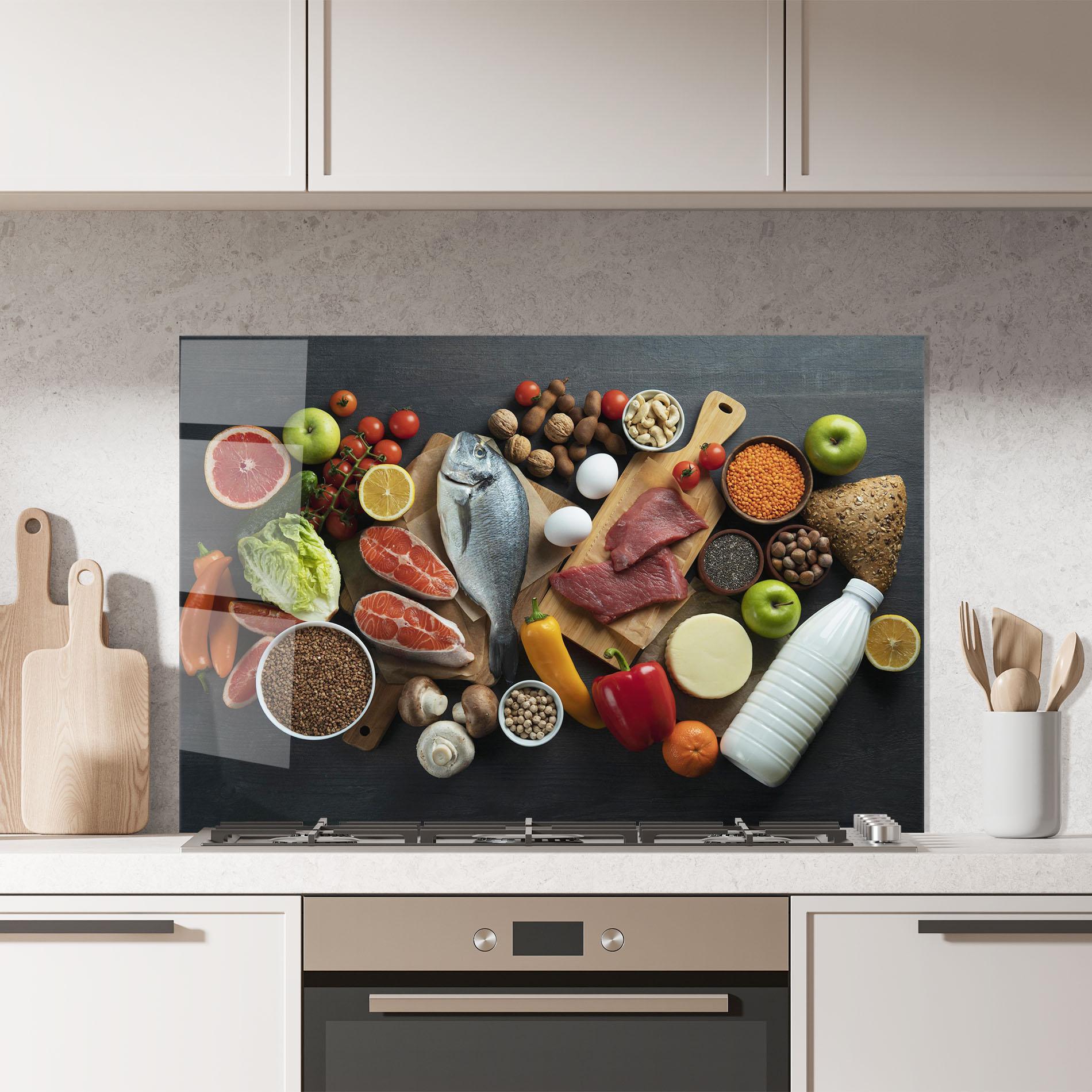 Küchenrückwand Glas Food Ingredients mockup 7