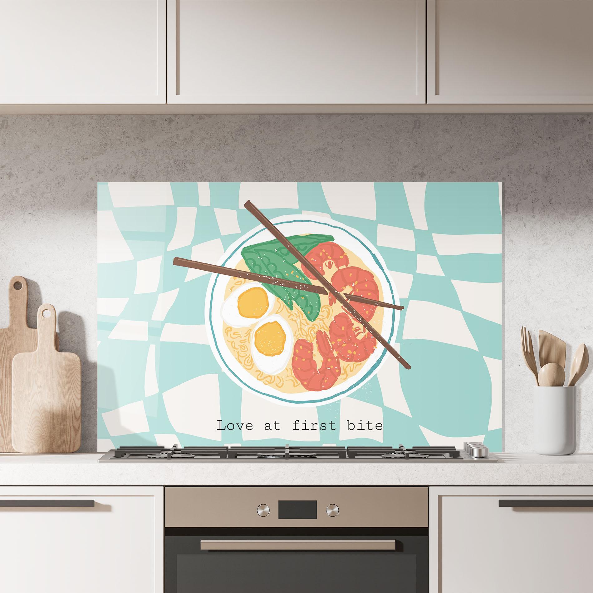 Küchenrückwand Glas Food Love mockup 7