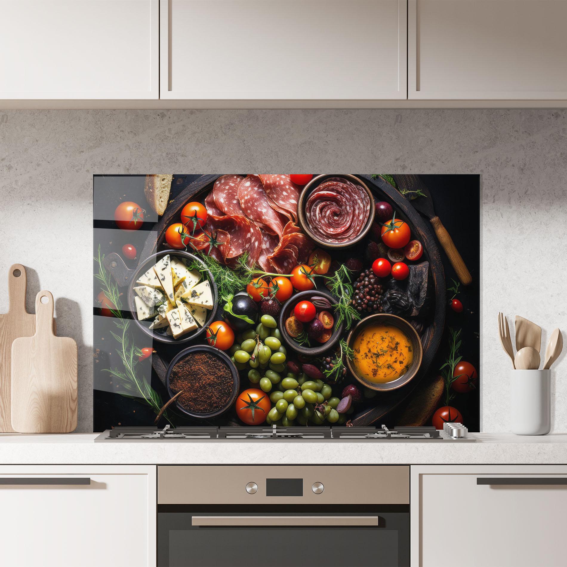 Küchenrückwand Glas Meats Assortment mockup 7