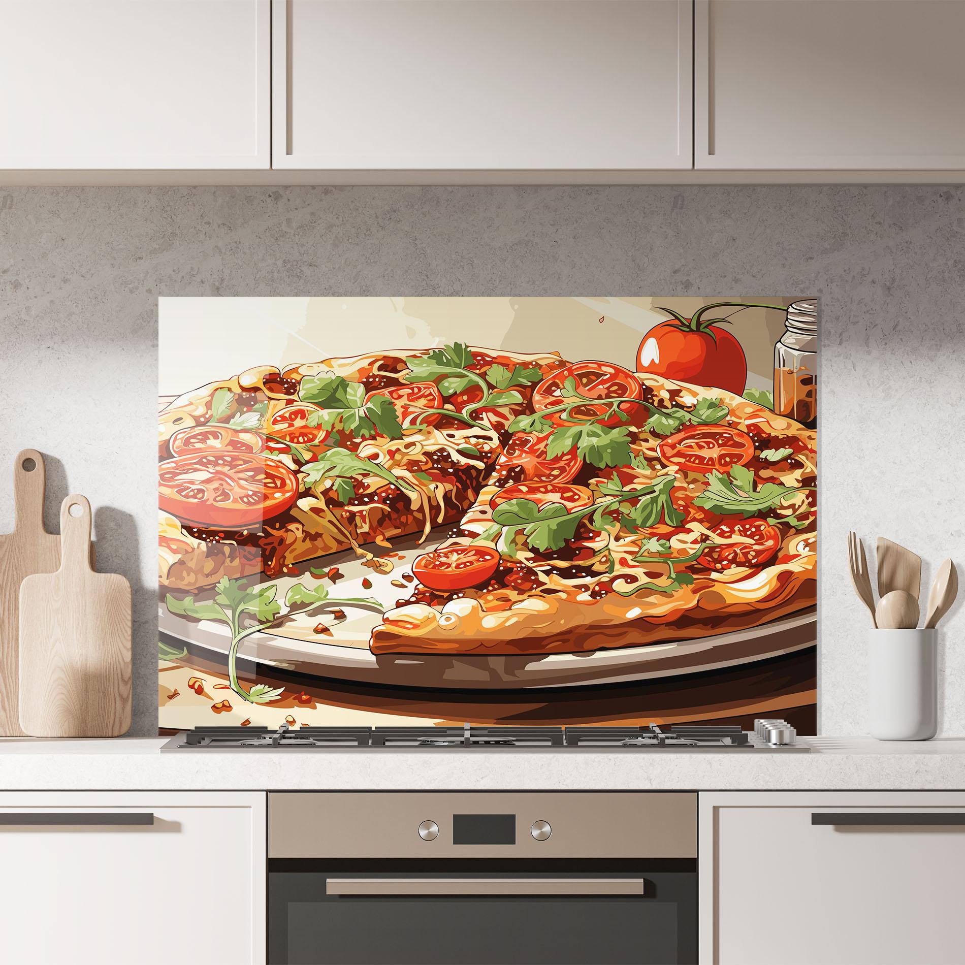 Küchenrückwand Glas Pizza View mockup 7