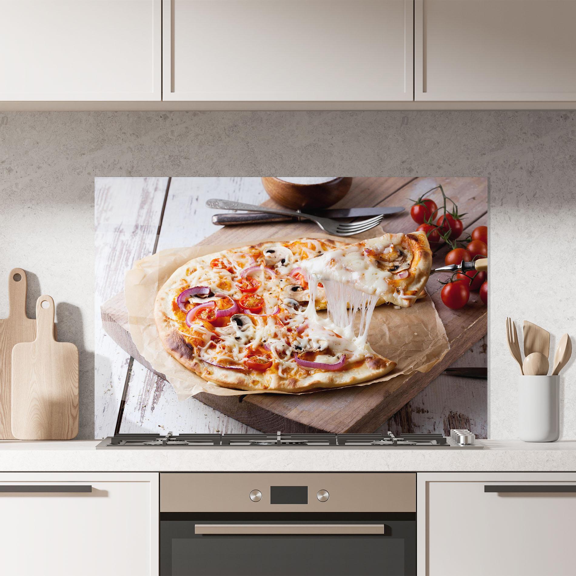 Küchenrückwand Glas Pizza mockup 7