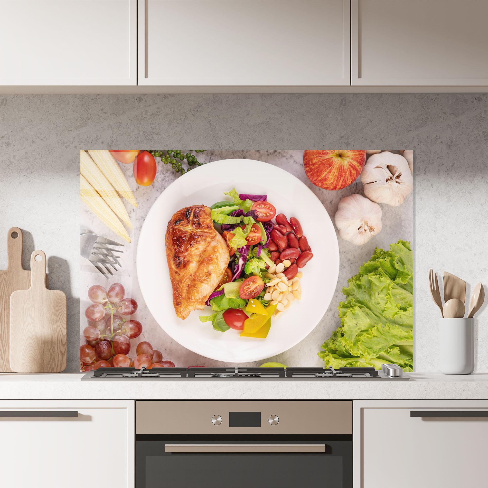 Küchenrückwand Glas Salad With Chicken mockup 7