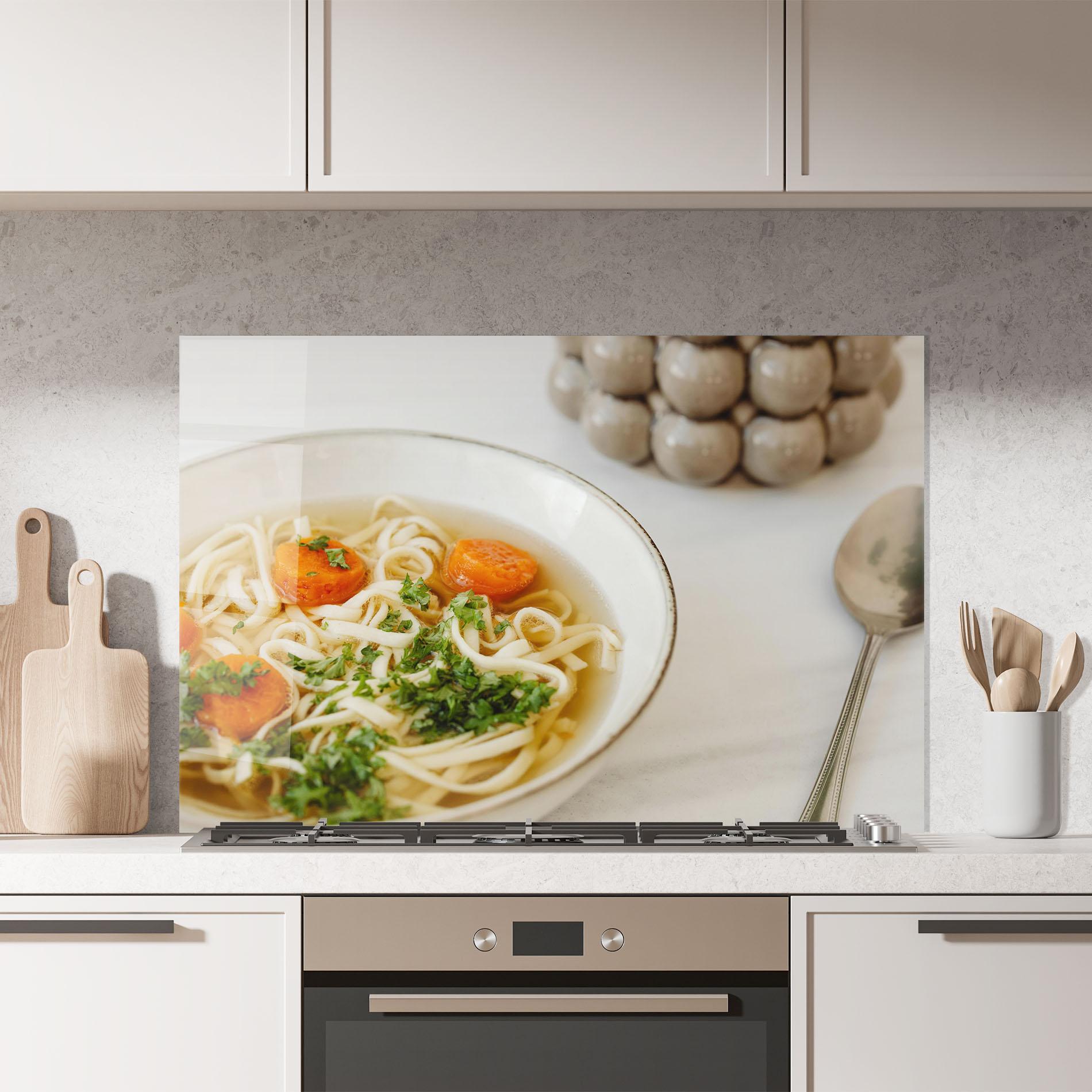 Küchenrückwand Glas Soup mockup 7
