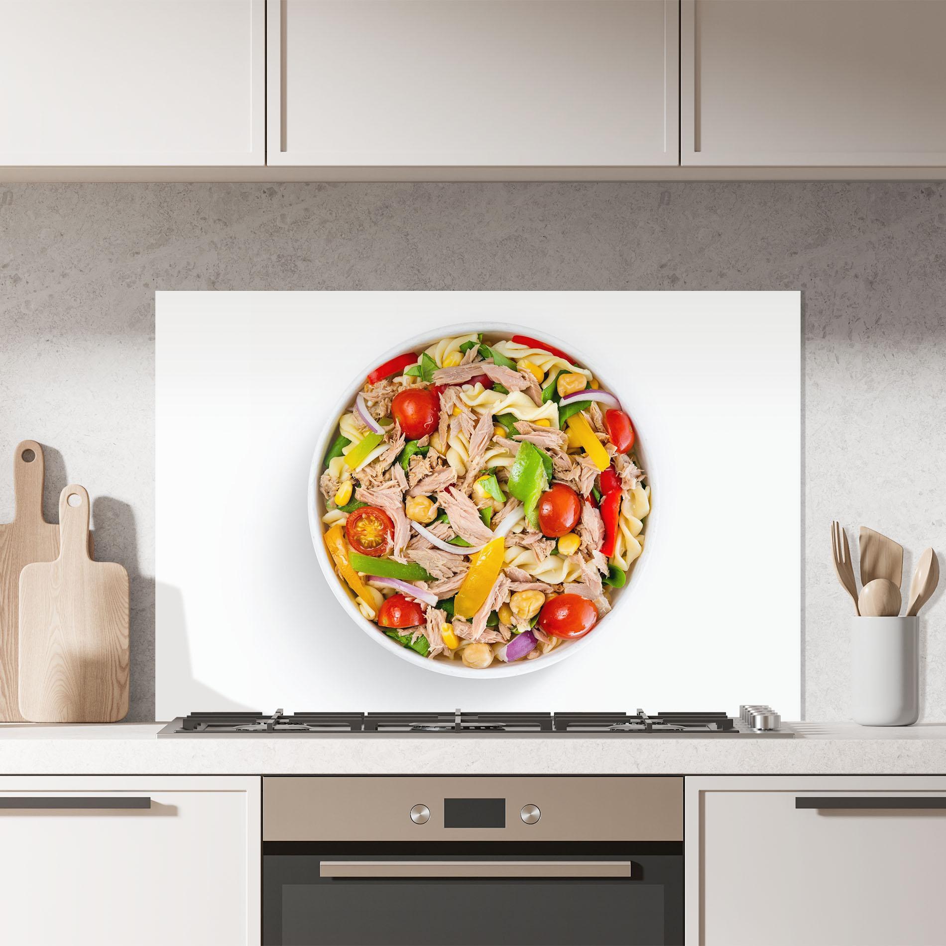 Küchenrückwand Glas Tuna Salad mockup 7
