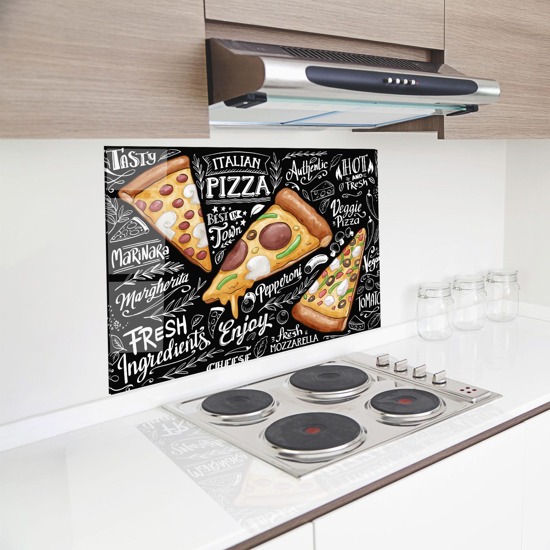 Küchenrückwand Glas Enjoy Pizza mockup 8