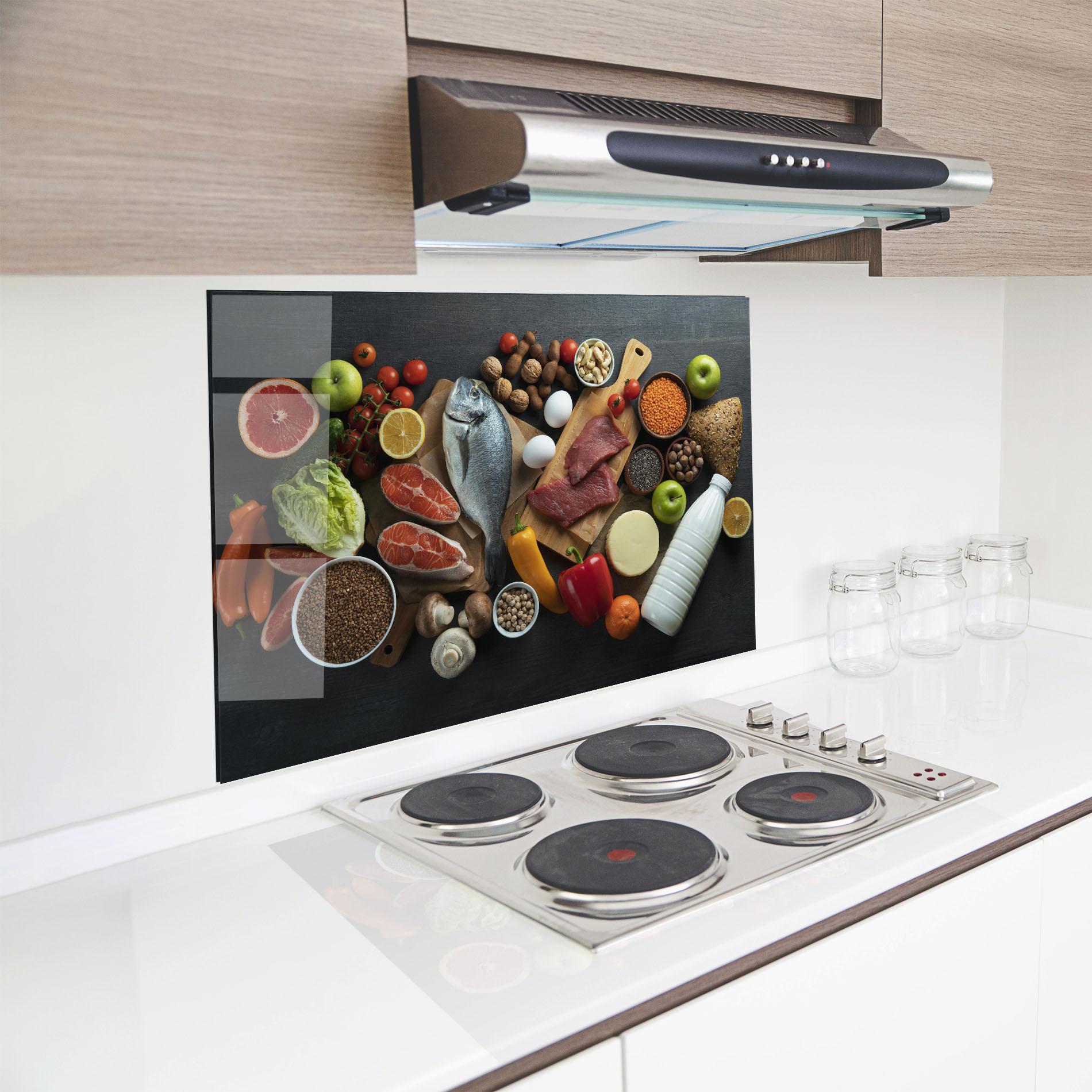 Küchenrückwand Glas Food Ingredients mockup 8