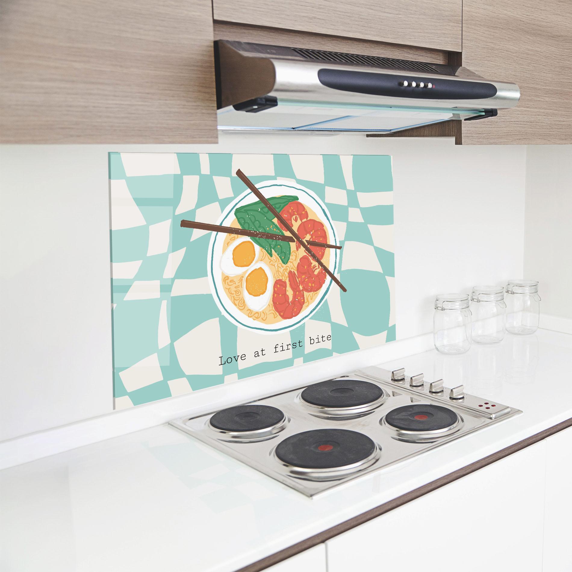 Küchenrückwand Glas Food Love mockup 8