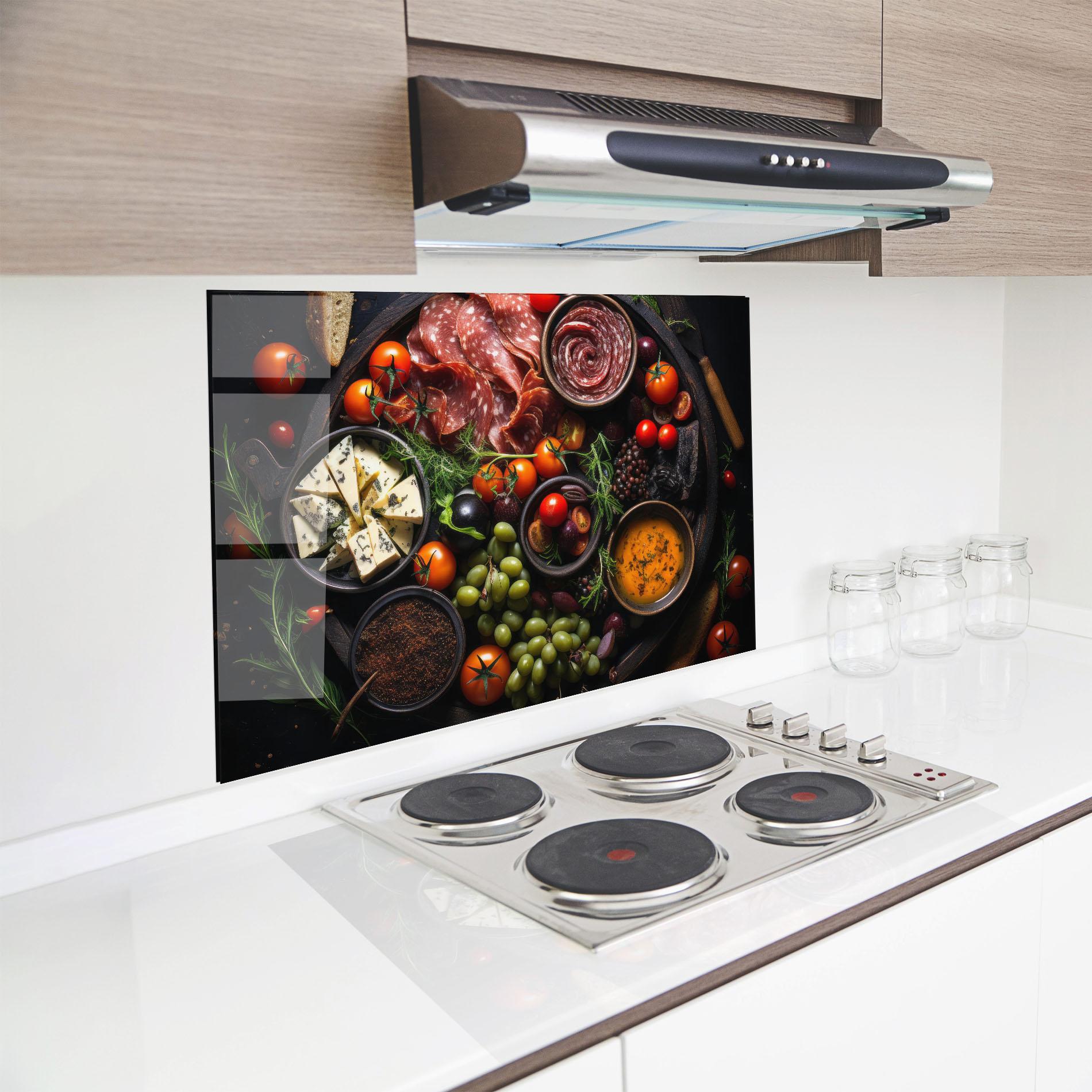Küchenrückwand Glas Meats Assortment mockup 8