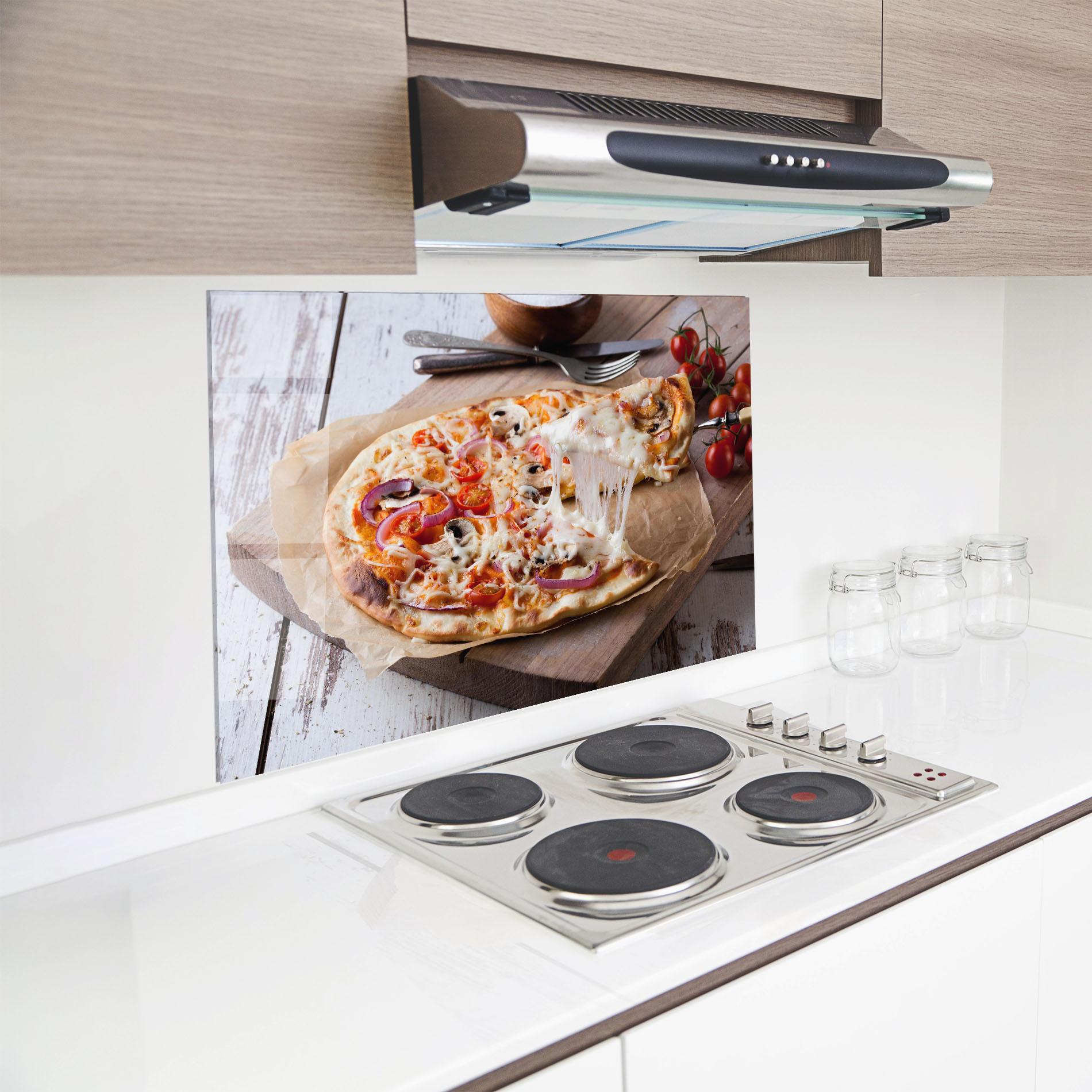 Küchenrückwand Glas Pizza mockup 8