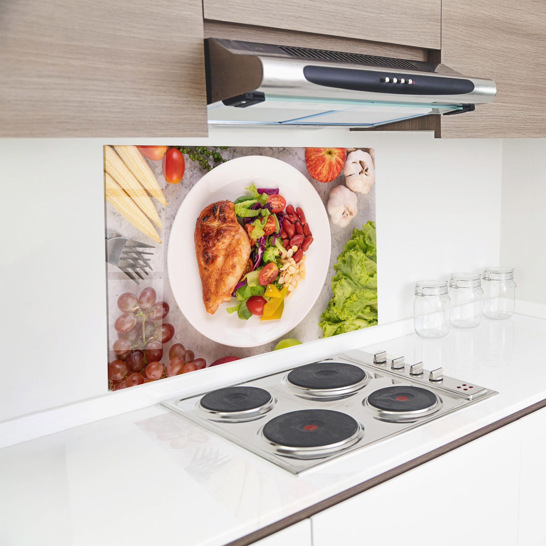 Küchenrückwand Glas Salad With Chicken mockup 8