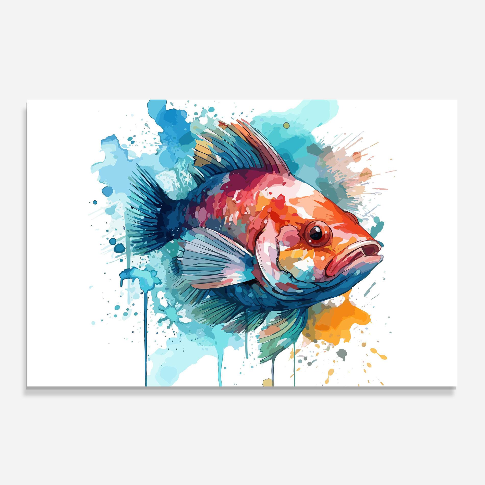 Küchenrückwand Glas Watercolor Fish mockup 0